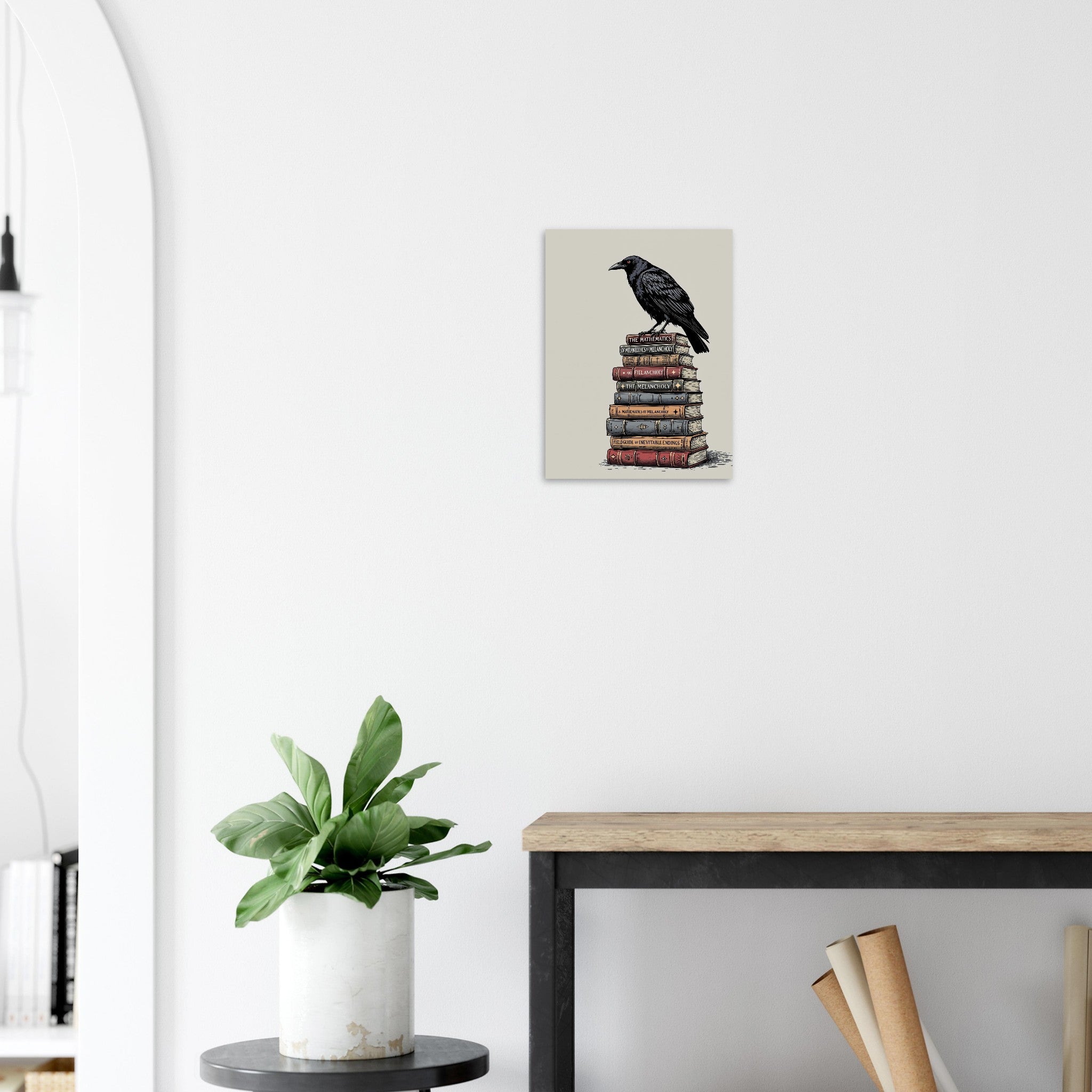 Raven Library Dark Academia Art Print Print Material — detail view | Wild Thread Co