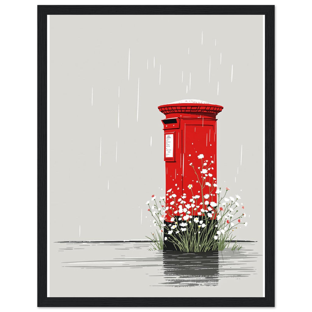 Red Postbox In The Rain Framed Print Wall Art Ready to Hang UK — Framed Art Print | Wild Thread Co UK