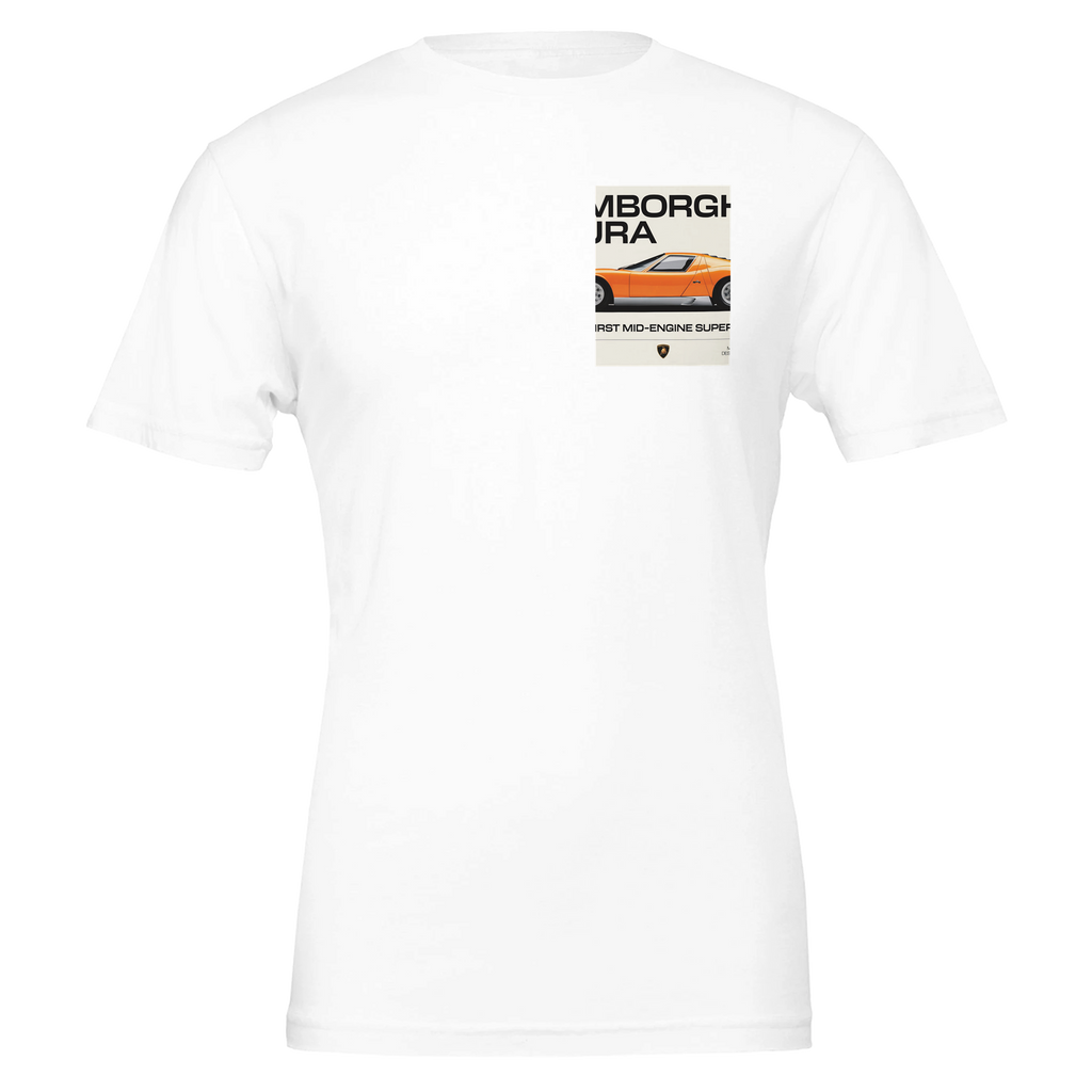 Lamborghini Miura Sv Orange Italy Spec T-Shirt — detail view | Wild Thread Co