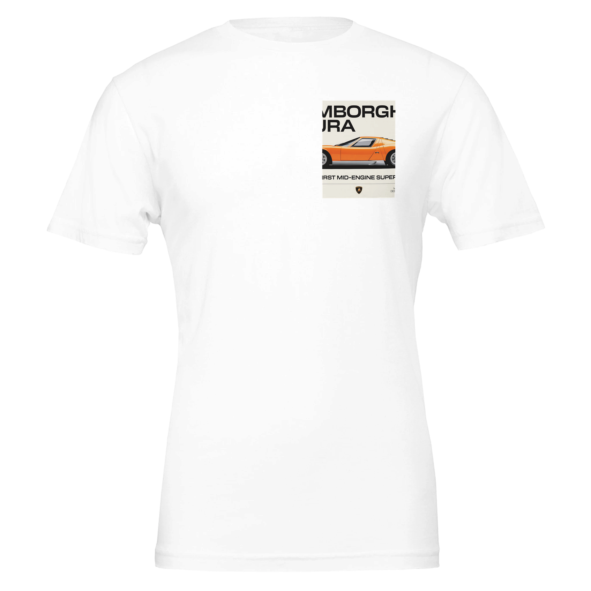 Lamborghini Miura Sv Orange Italy Spec T-Shirt — detail view | Wild Thread Co