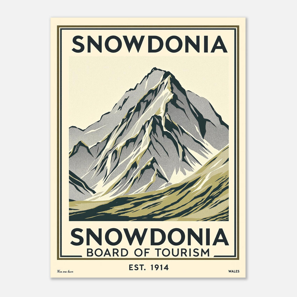 Snowdonia Vintage Travel Poster Art Print — detail view | Wild Thread Co