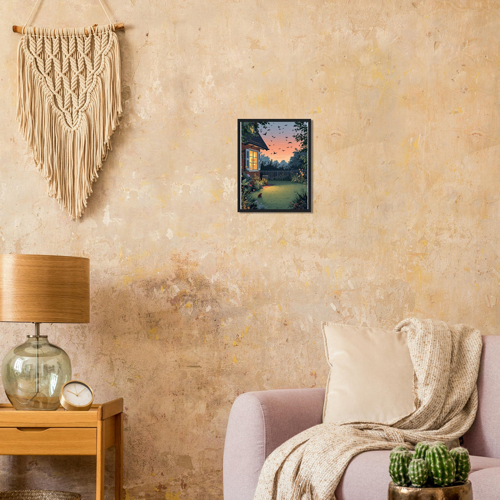 Garden At Dusk Bats Swallows Hedgehog Print Material — detail view | Wild Thread Co