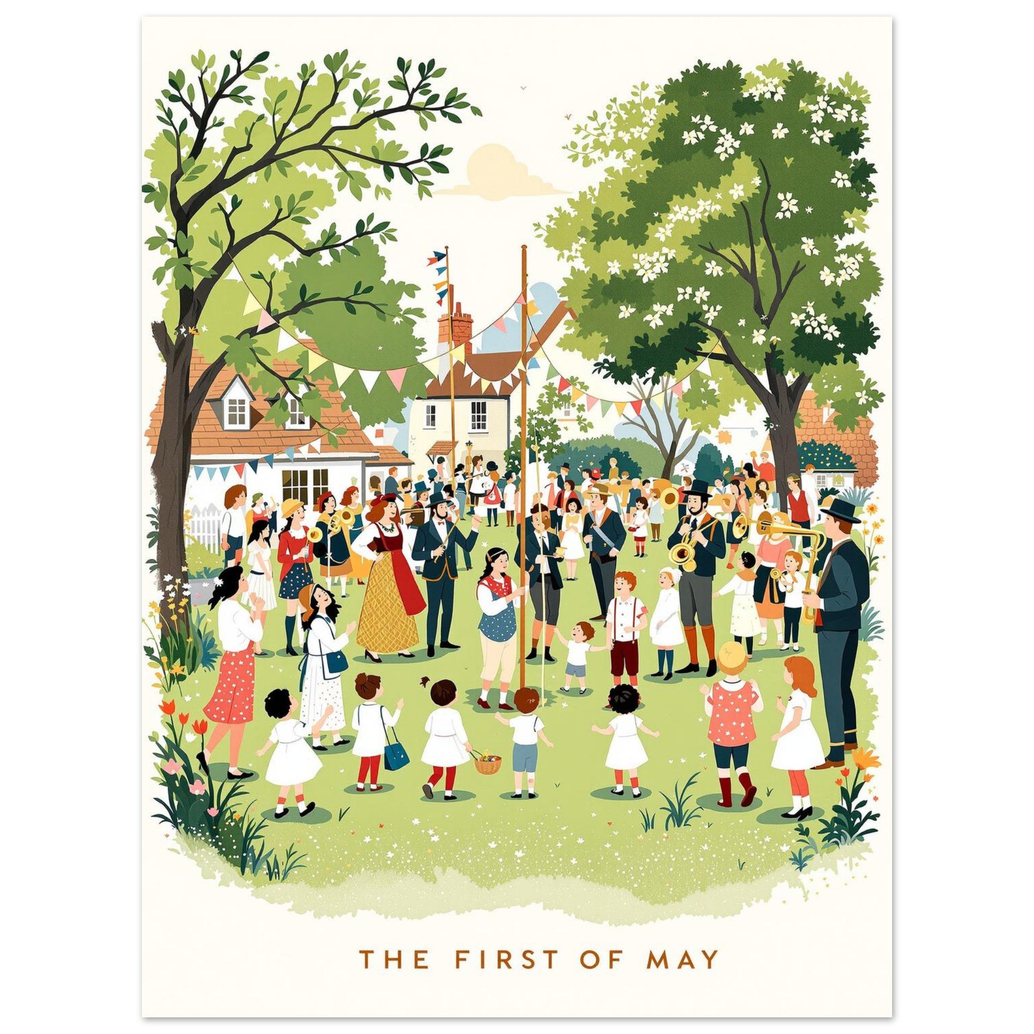 May Day Maypole Folk Tradition Art Print Art Print — detail view | Wild Thread Co