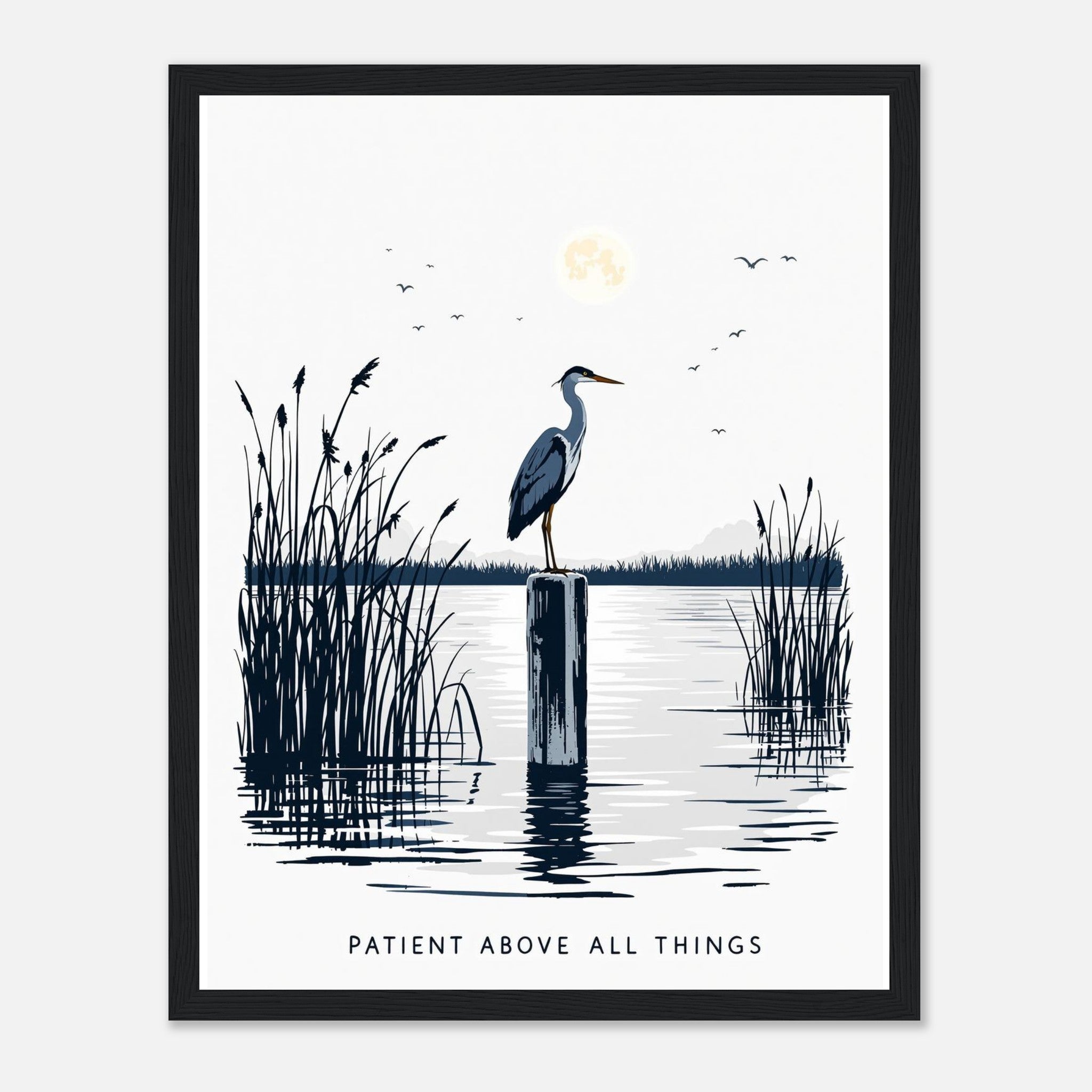 Night Heron Estuary Moonlight Print Material — detail view | Wild Thread Co