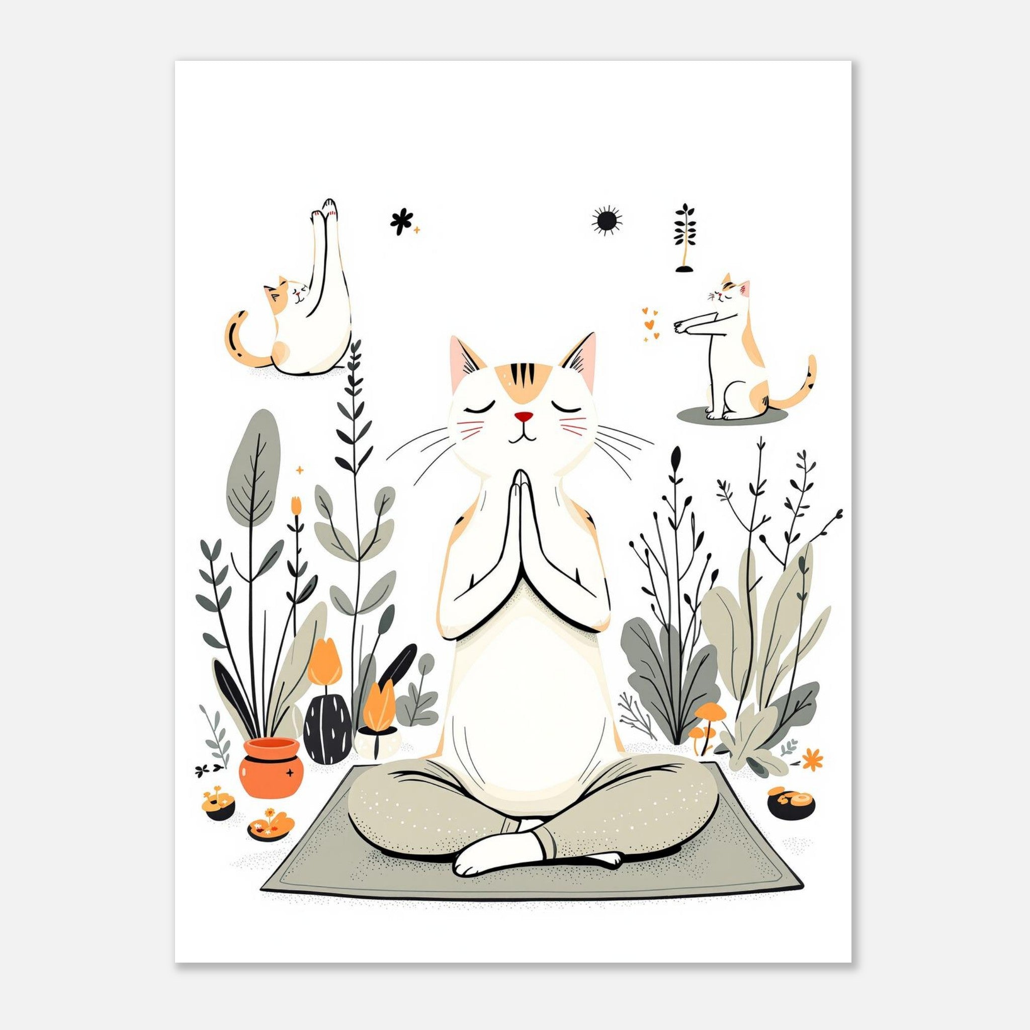Cat Yoga Poses Art Print Art Print — detail view | Wild Thread Co