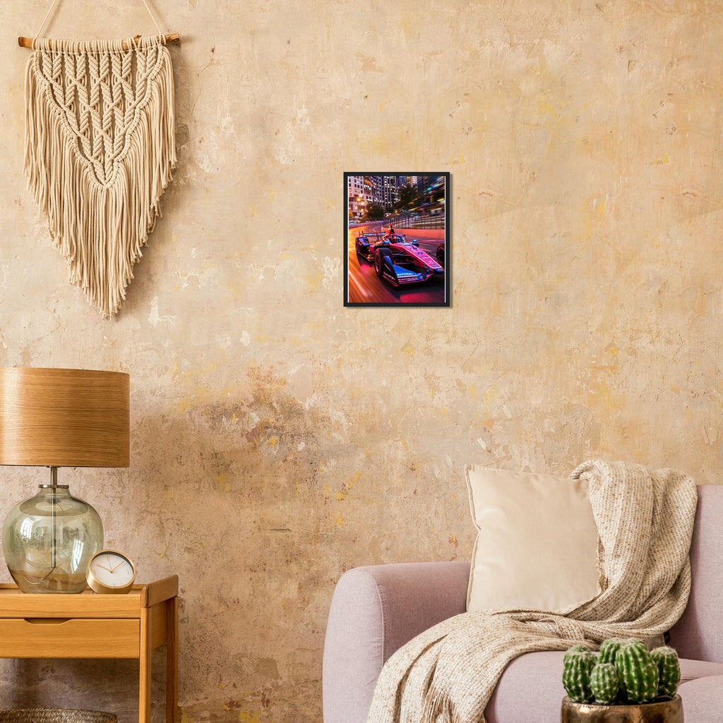 Formula E City Racing Framed Art Print — detail view | Wild Thread Co