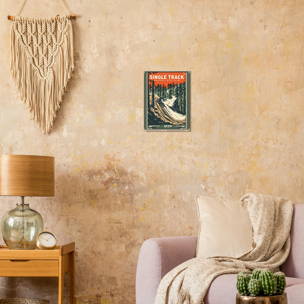 Single Track Vintage Travel Poster Art Print — detail view | Wild Thread Co