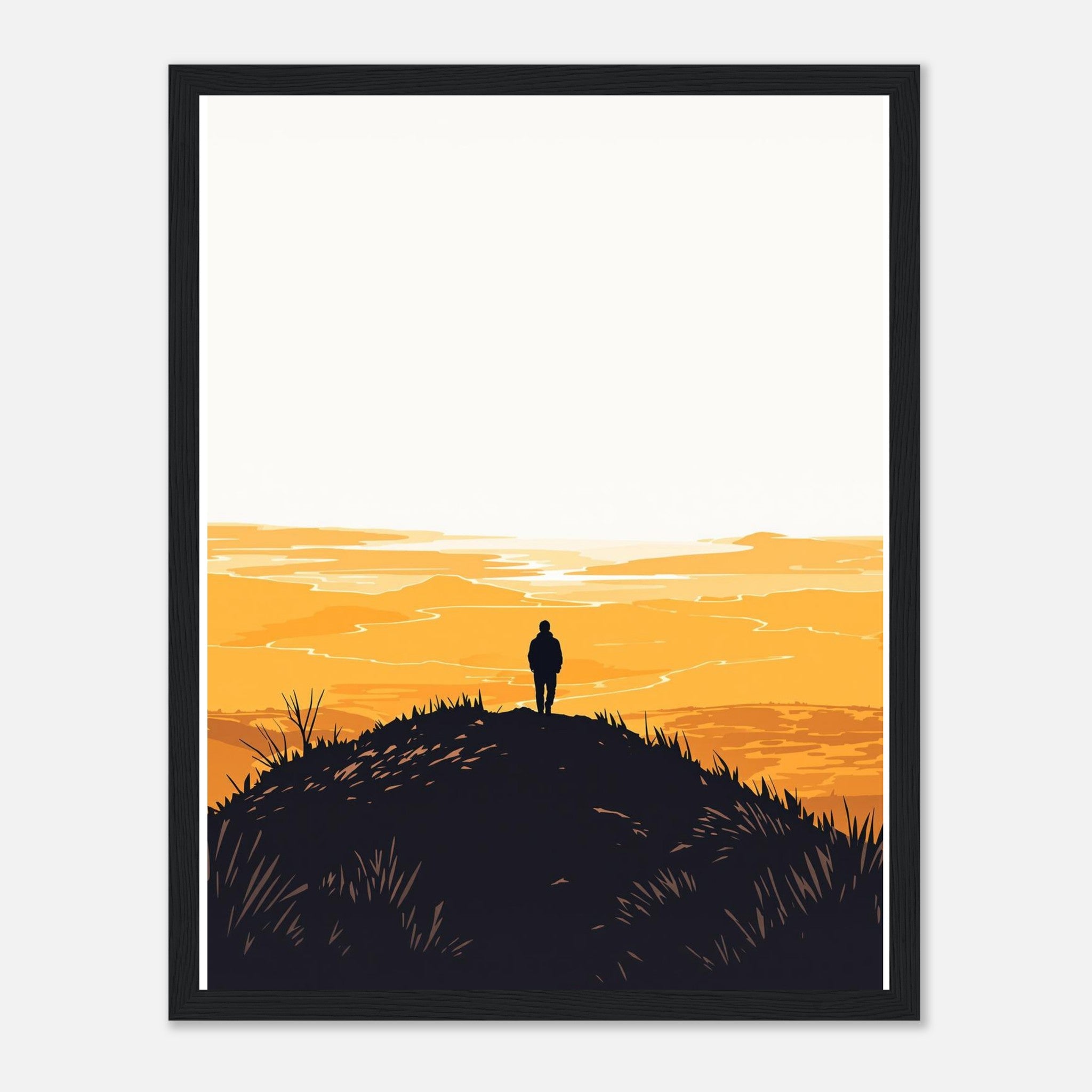Golden Hour Hilltop Long Shadow Framed Print — Print Material | Wild Thread Co