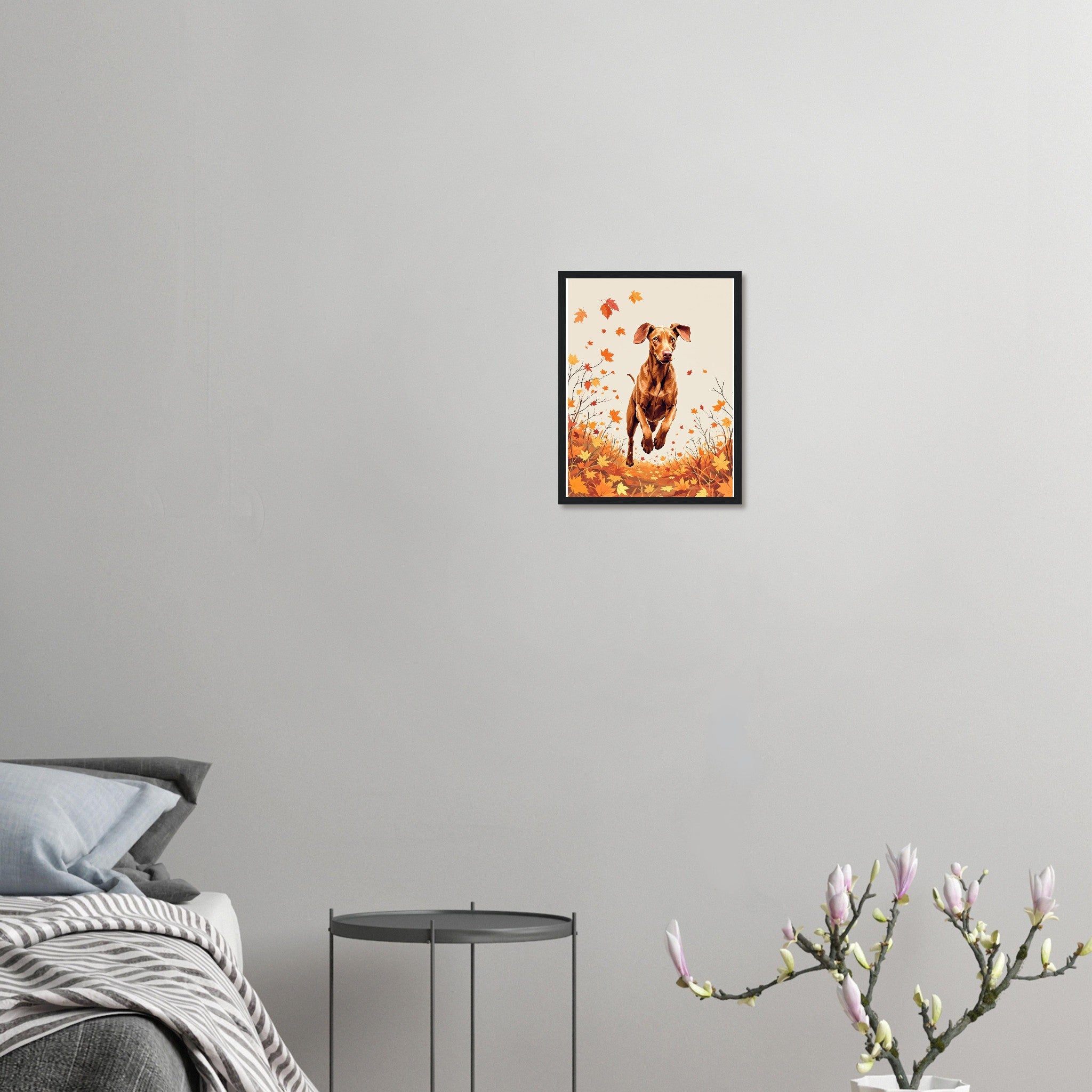 Vizsla Autumn Framed Art Print — detail view | Wild Thread Co