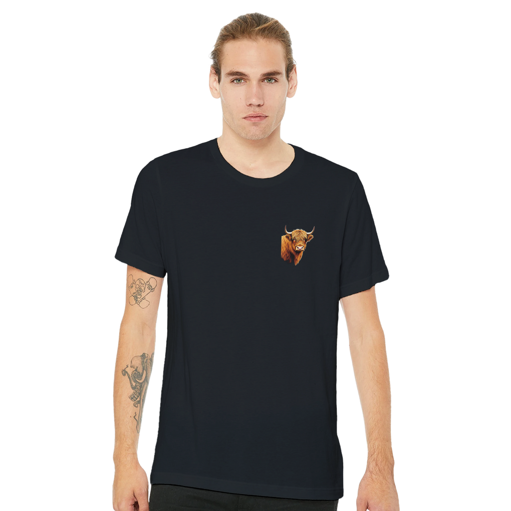 Highland Cattle Portrait T-Shirt — detail view | Wild Thread Co