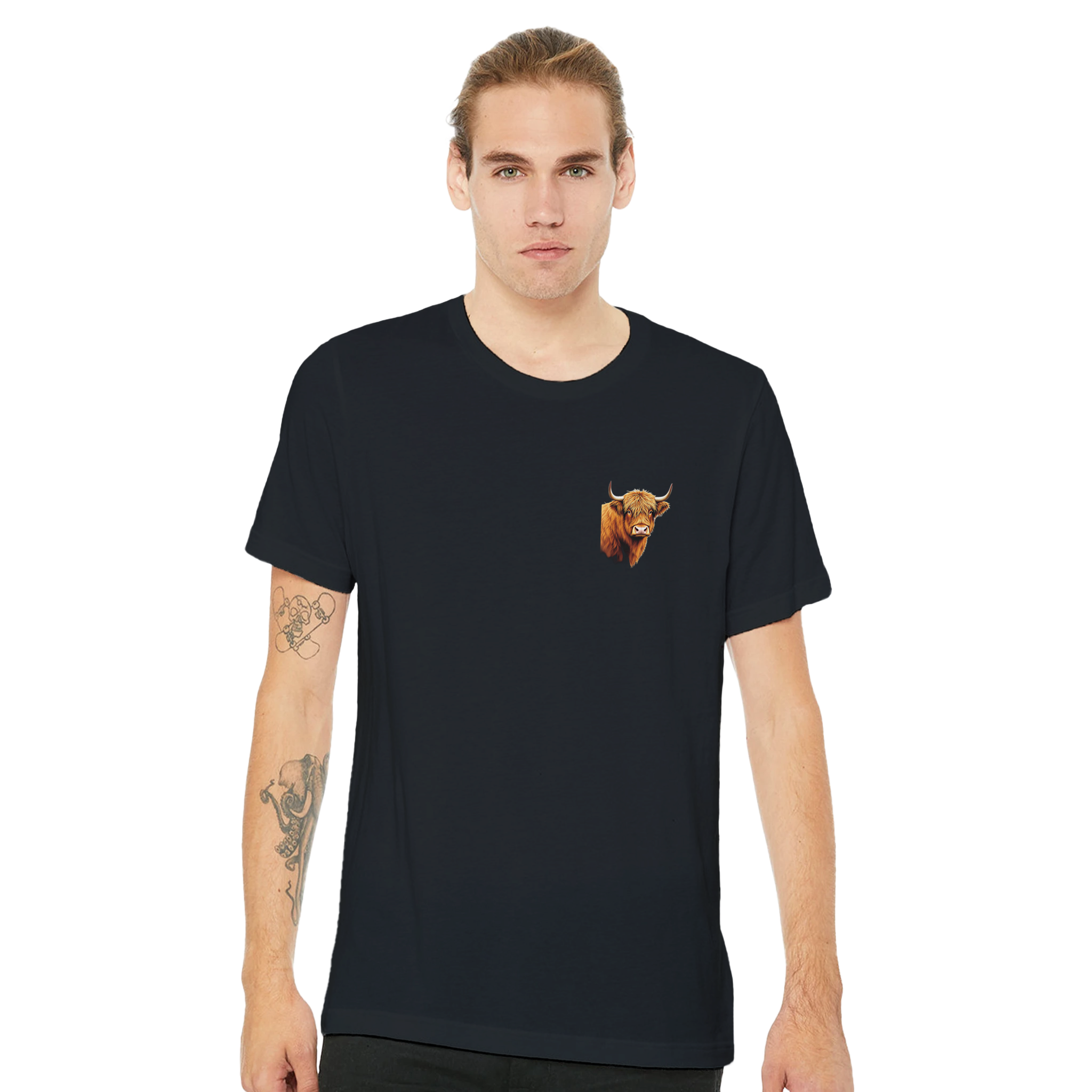 Highland Cattle Portrait T-Shirt — detail view | Wild Thread Co