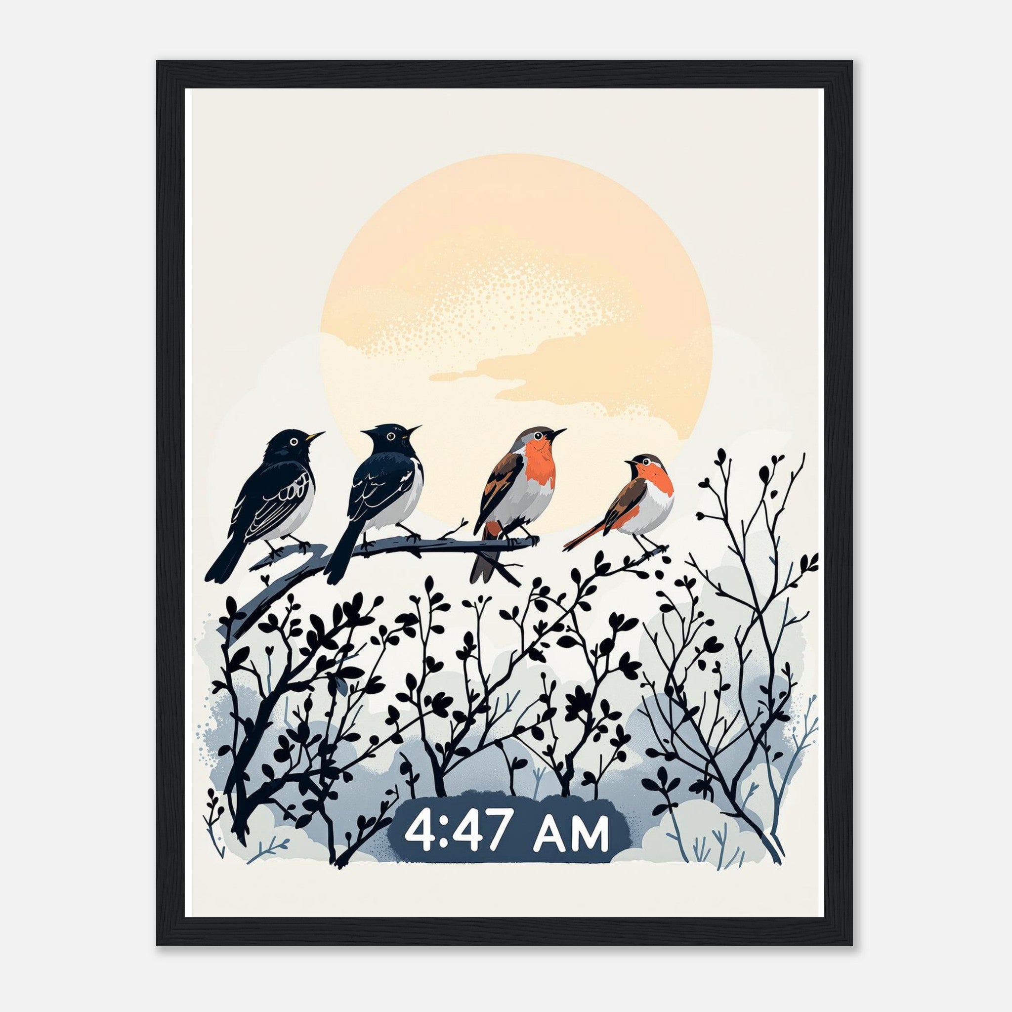 Dawn Chorus Pre-dawn Birds Framed Art Print — detail view | Wild Thread Co