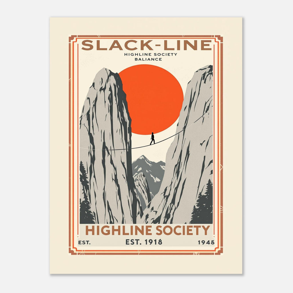 Slack Line Vintage Travel Poster Art Print — detail view | Wild Thread Co