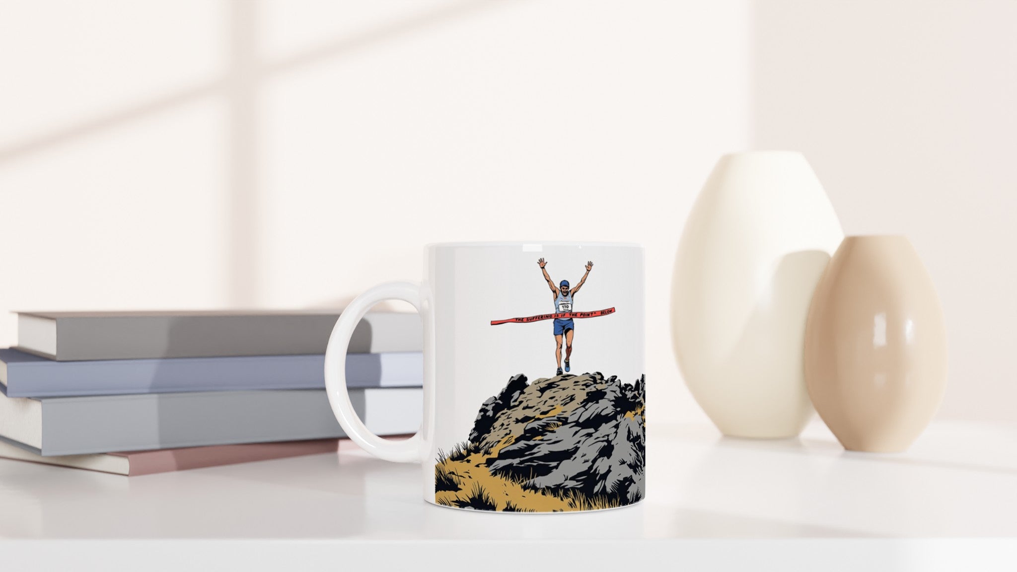 Fell Race Summit Finish Destroyed Mug — detail view | Wild Thread Co