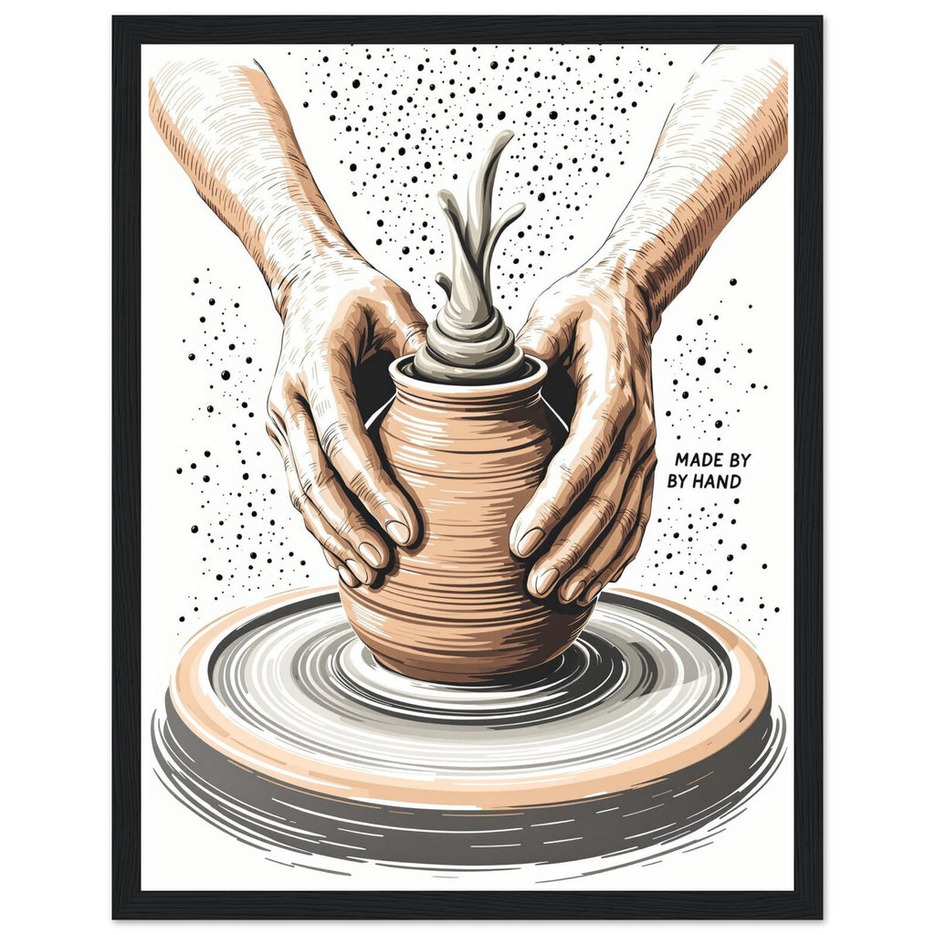 Potter Wheel Clay Hands Framed Print Wall Art Ready to Hang UK — Framed Art Print | Wild Thread Co UK