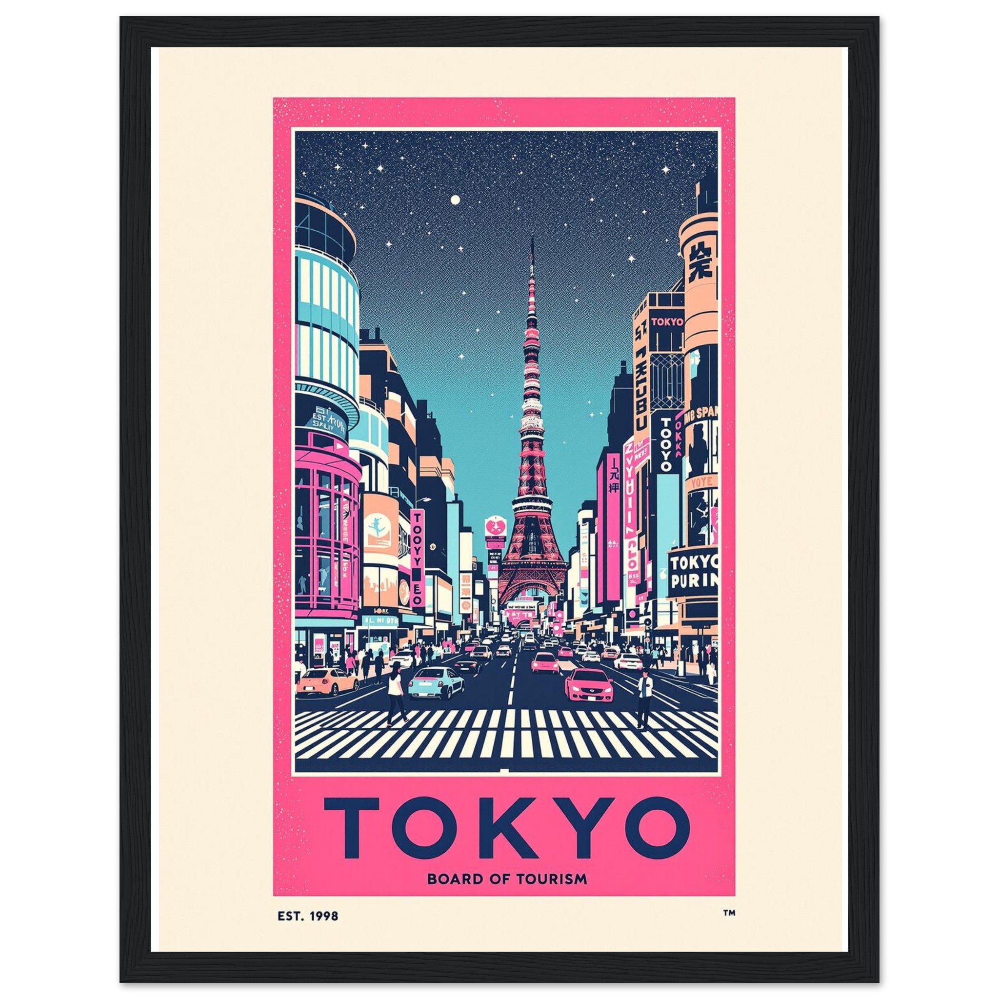 Tokyo Vintage Travel Poster — Framed Art Print | Wild Thread Co UK