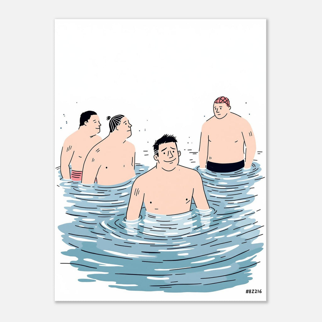 Cold Water Swimming Group , Wild Swimming Gift A1 UK Art Print Poster Wall Art U Art Print — detail view | Wild Thread Co