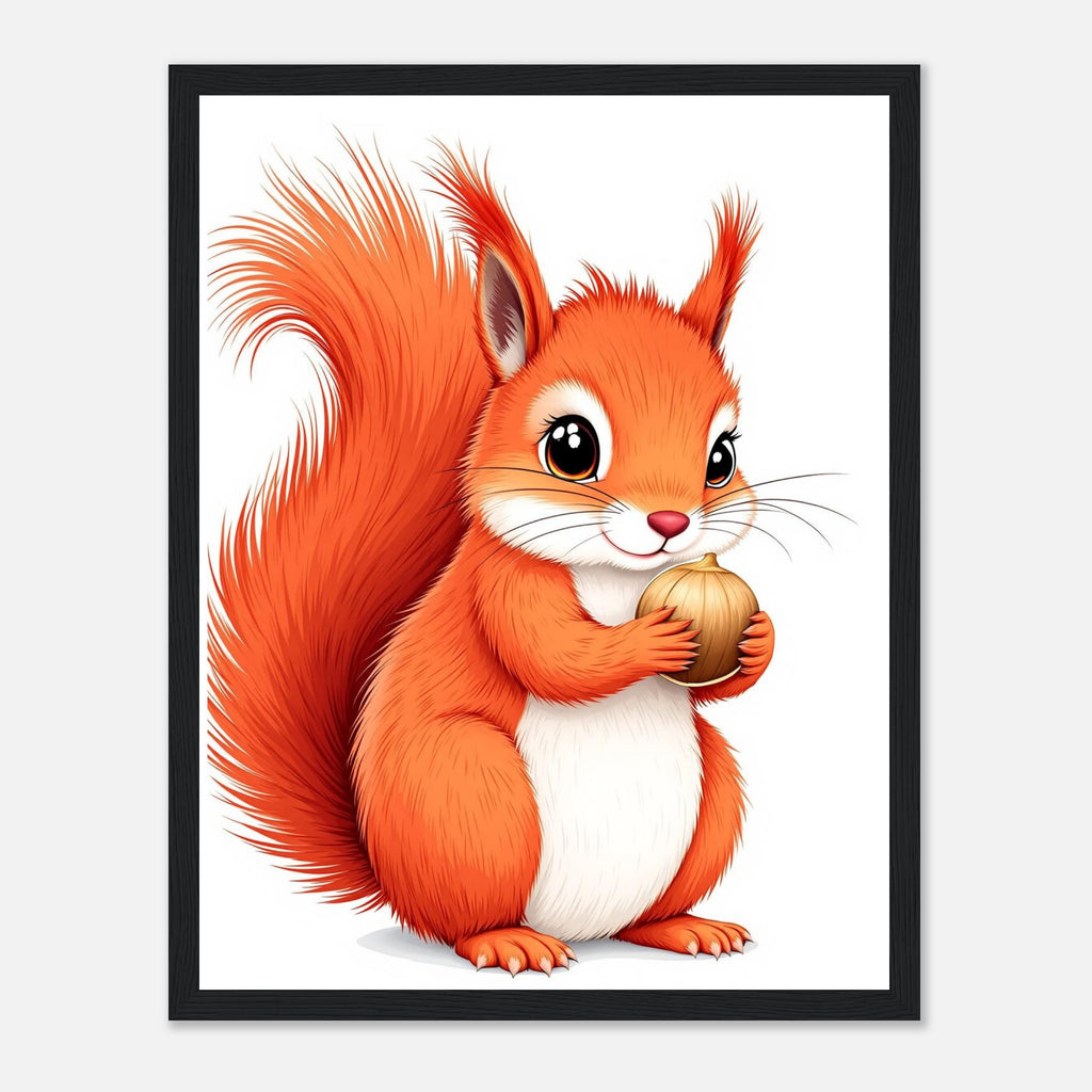 Red Squirrel Art Framed Print Wall Art Ready to Hang UK Framed Art Print — detail view | Wild Thread Co