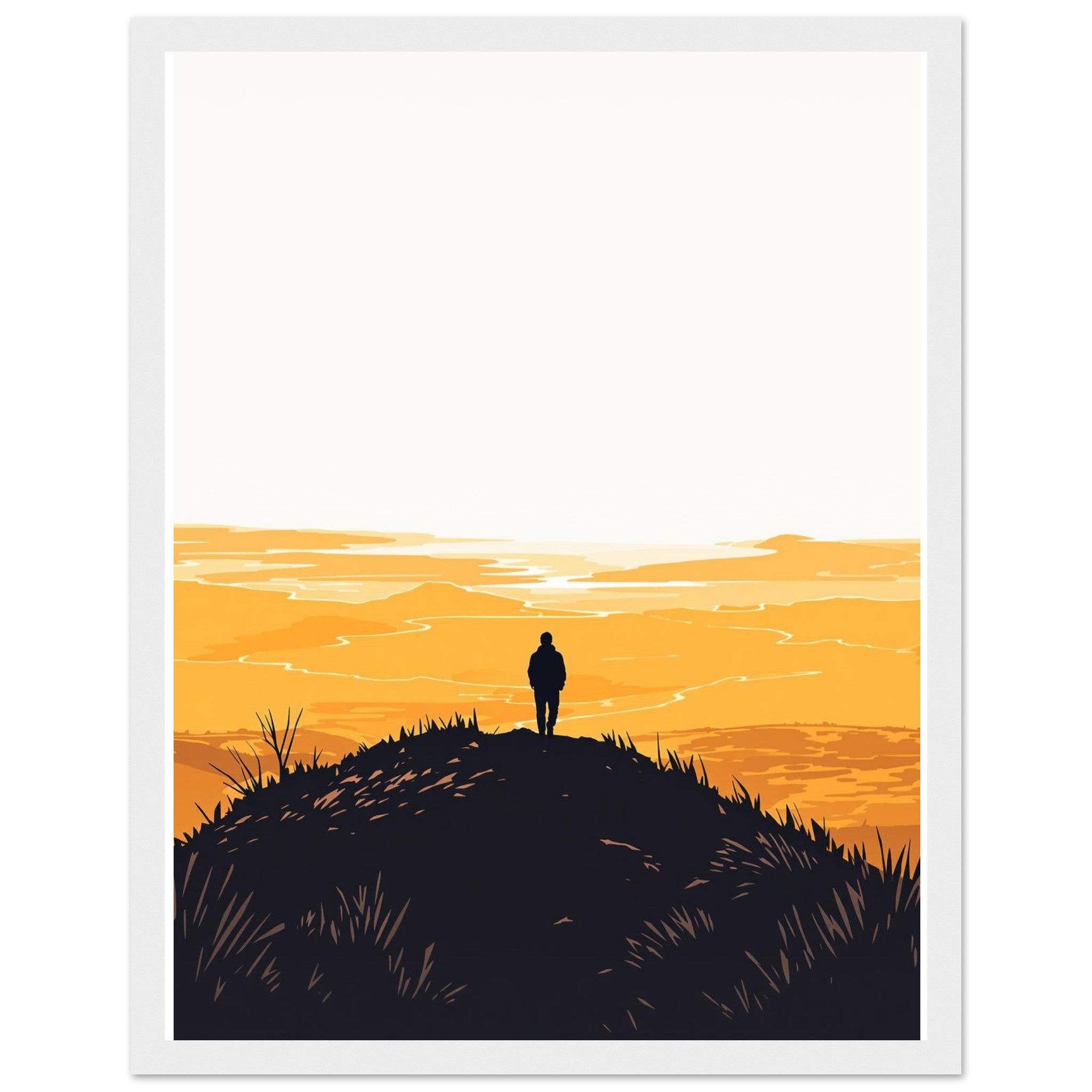Golden Hour Hilltop Long Shadow Print Material — detail view | Wild Thread Co