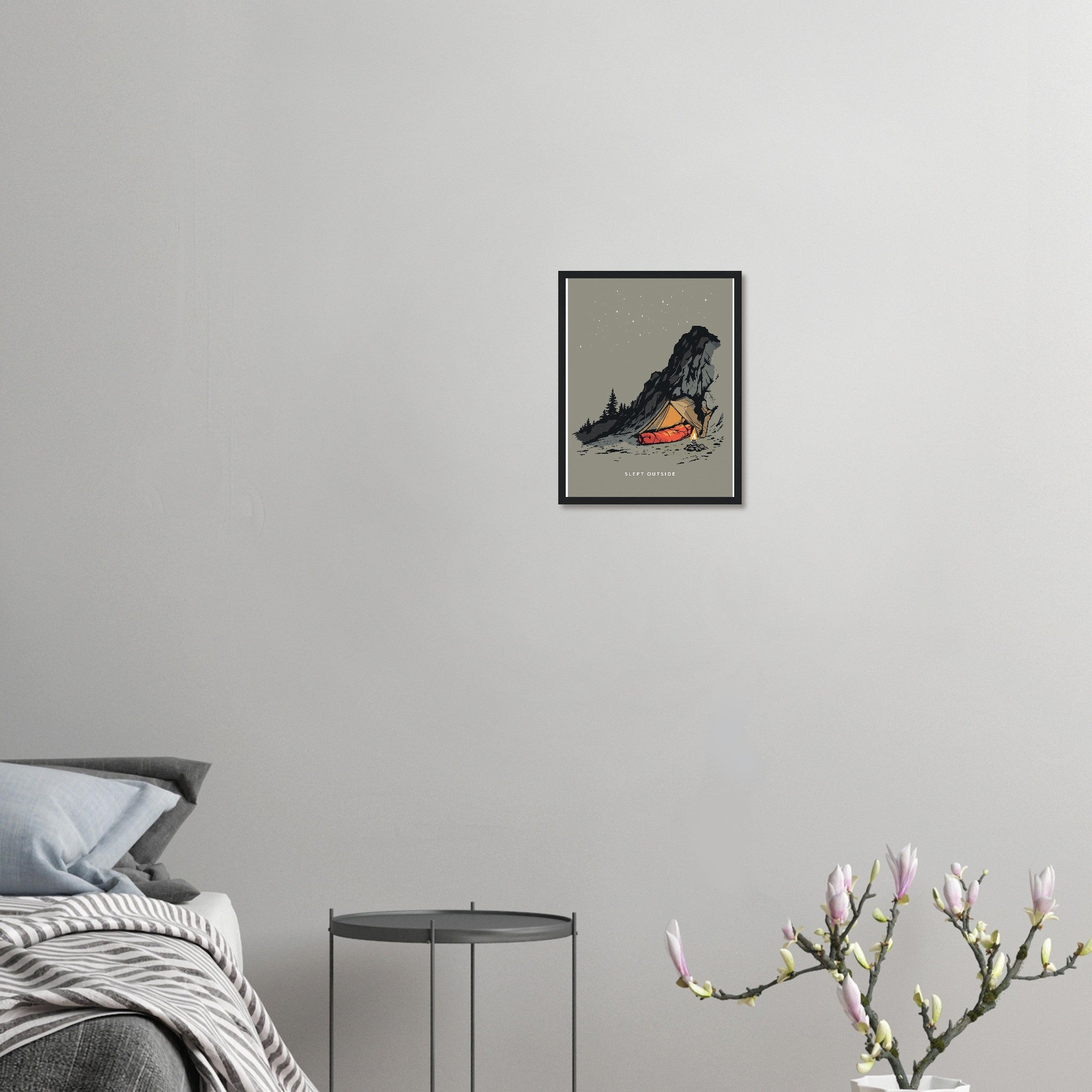 Wild Camping Bivouac Framed Print Wall Art Ready to Hang UK Framed Art Print — detail view | Wild Thread Co