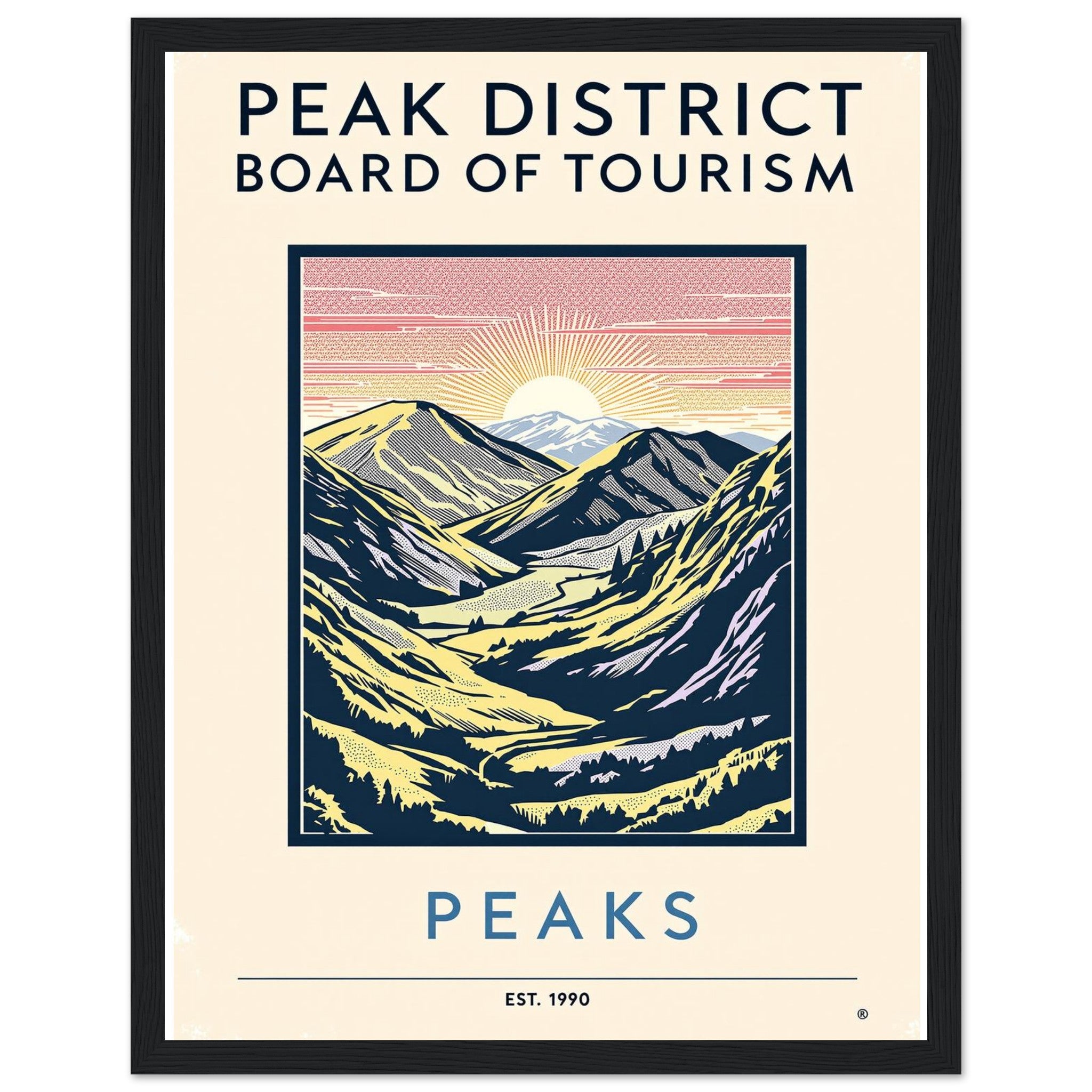 Peak District Vintage Travel Poster — Framed Art Print | Wild Thread Co UK