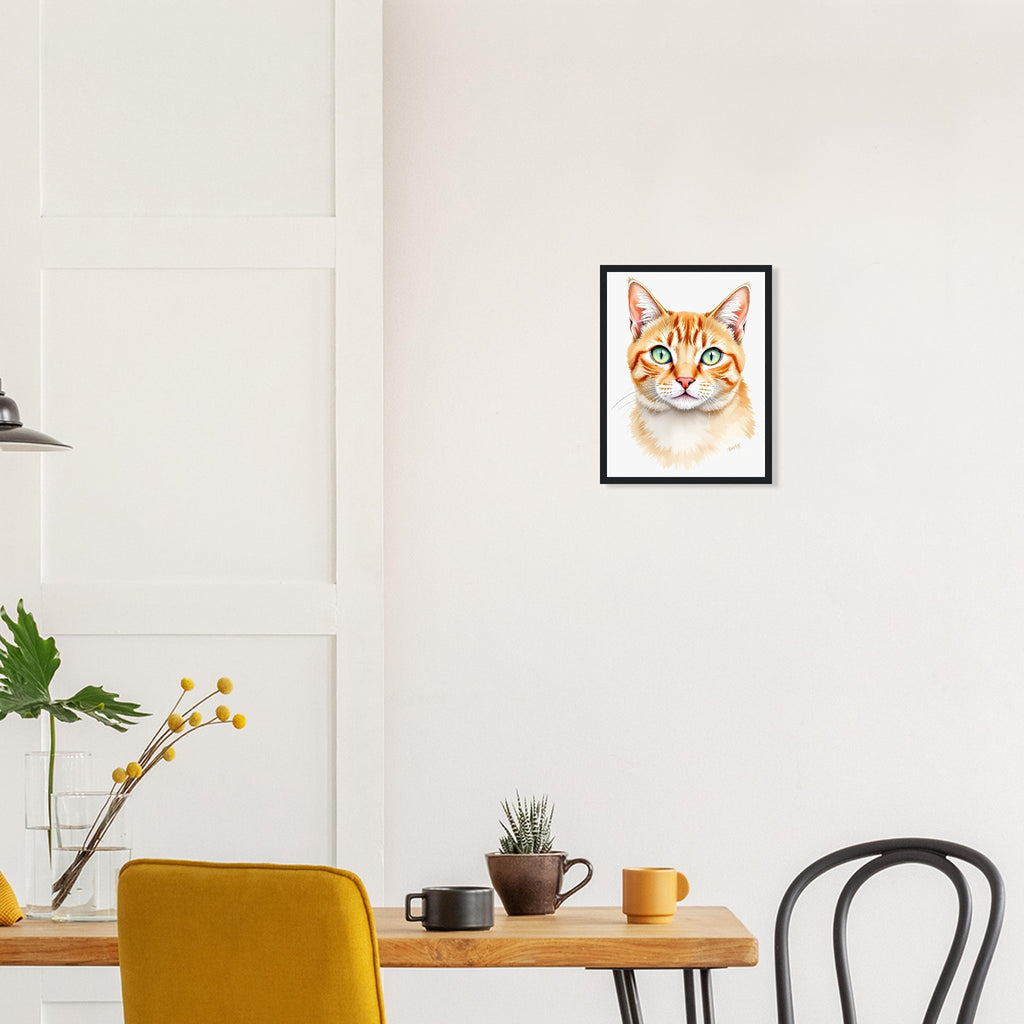 Ginger Tabby Portrait Framed Print Wall Art Ready to Hang UK Framed Art Print — detail view | Wild Thread Co