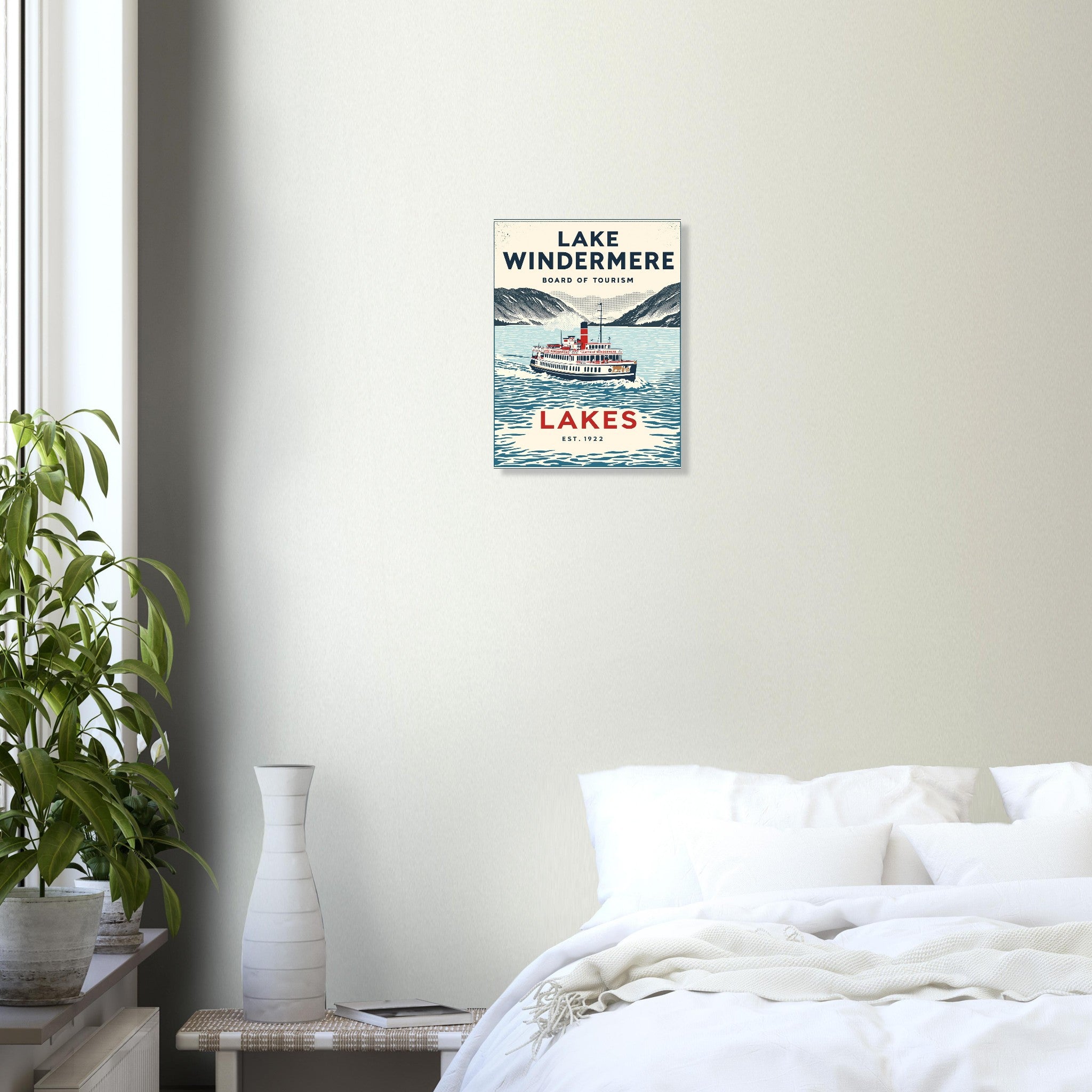 Lake Windermere Vintage Travel Poster Art Print — detail view | Wild Thread Co