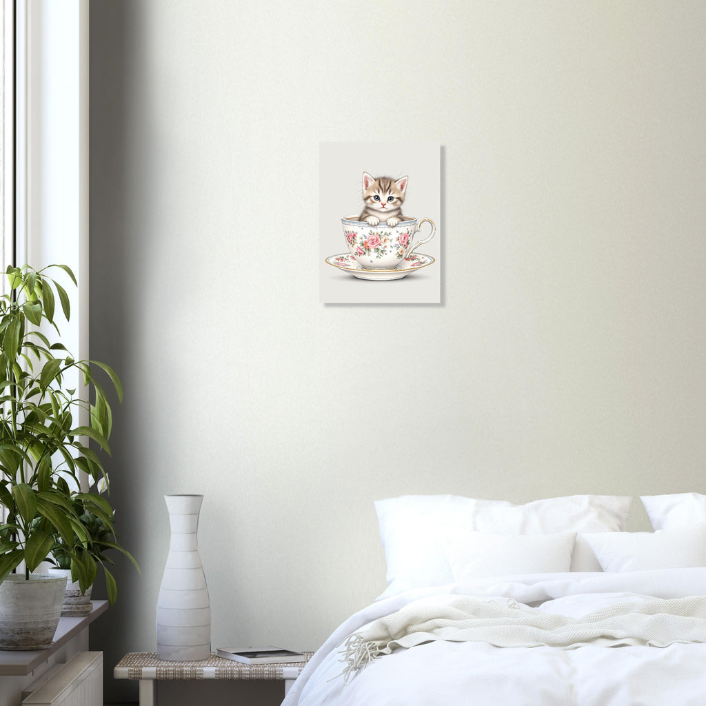 Cat And Teacup Art Print Poster Wall Art UK — Art Print | Wild Thread Co
