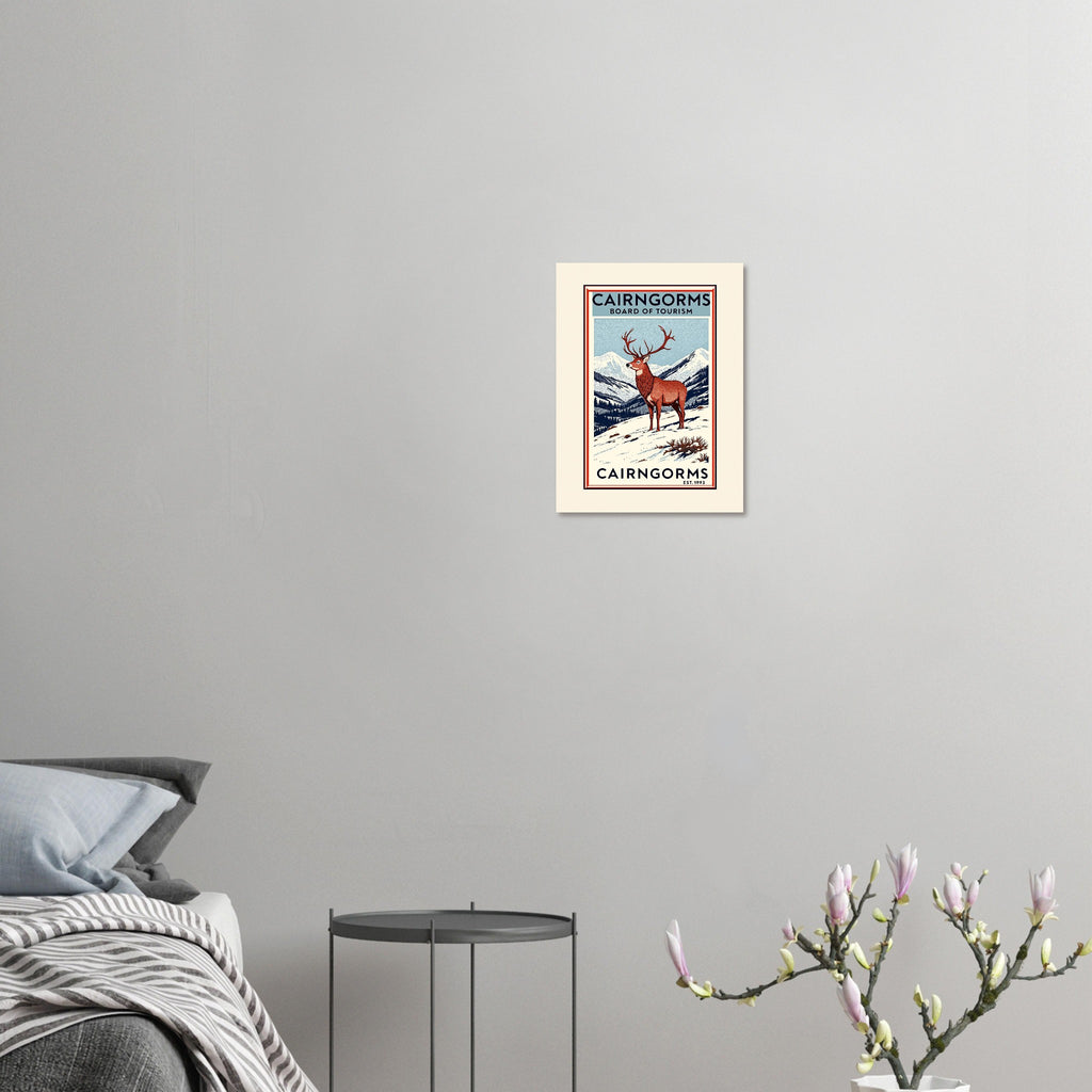 Cairngorms Vintage Travel Poster Art Print — detail view | Wild Thread Co