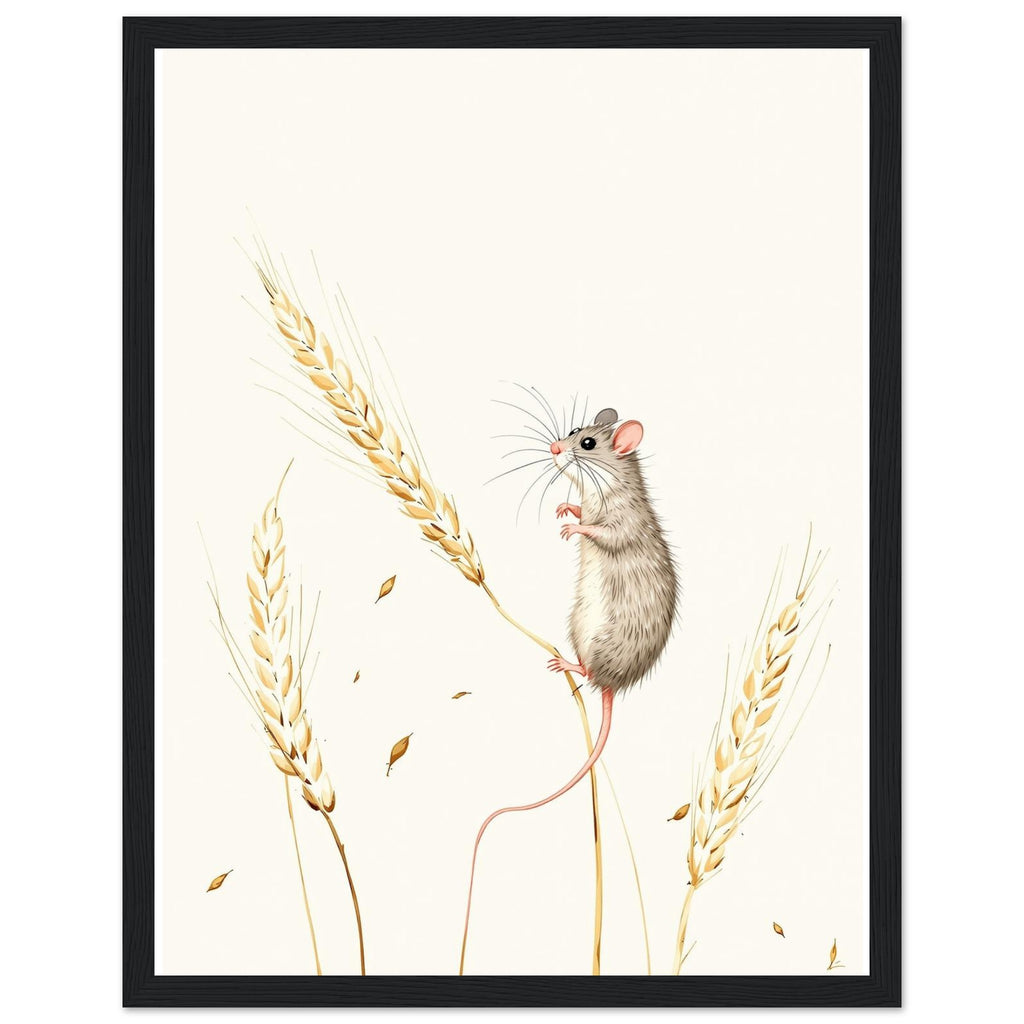 Harvest Mouse Wheat Stem Framed Print Wall Art Ready to Hang UK — Framed Art Print | Wild Thread Co UK