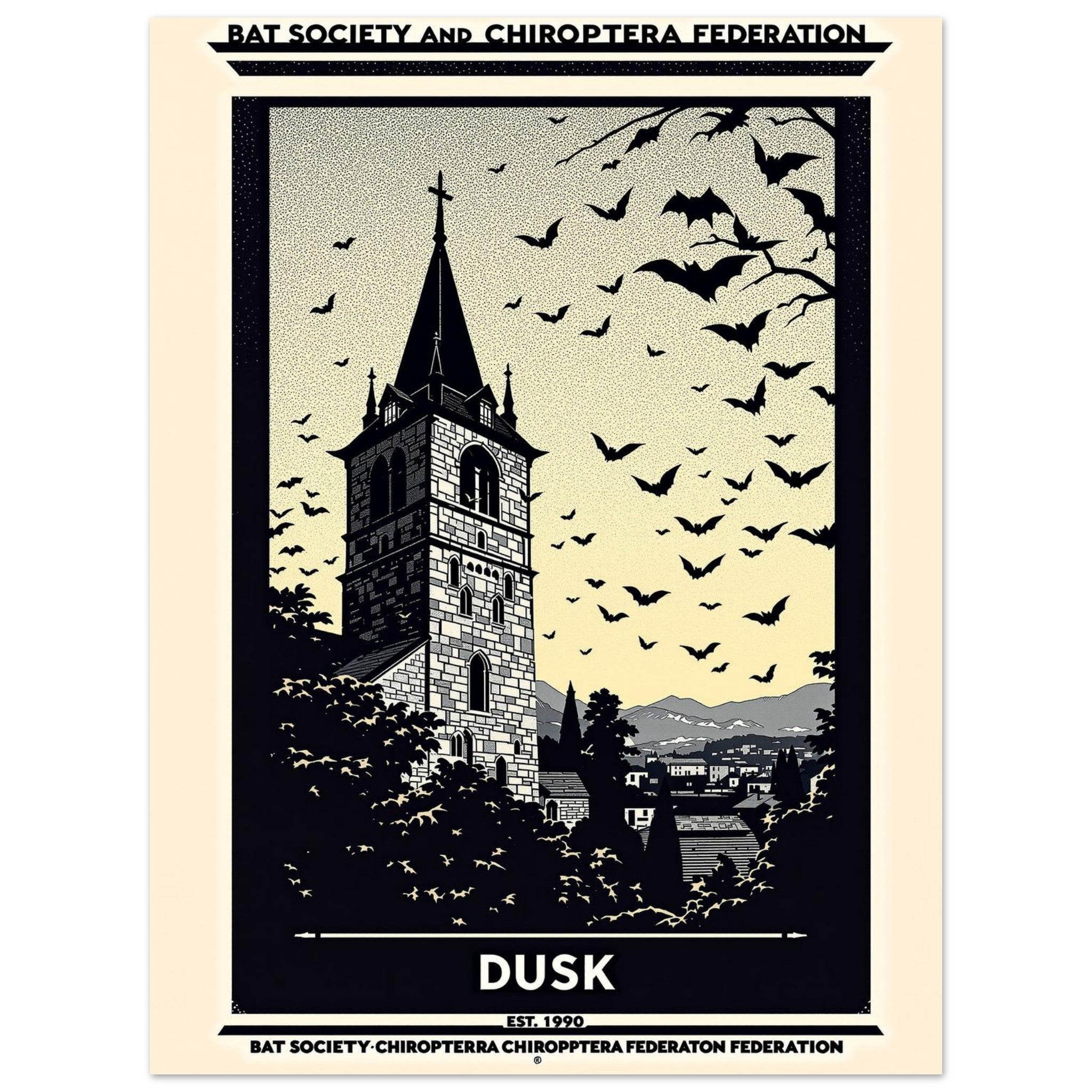 Bat Society Vintage Travel Poster — Art Print | Wild Thread Co