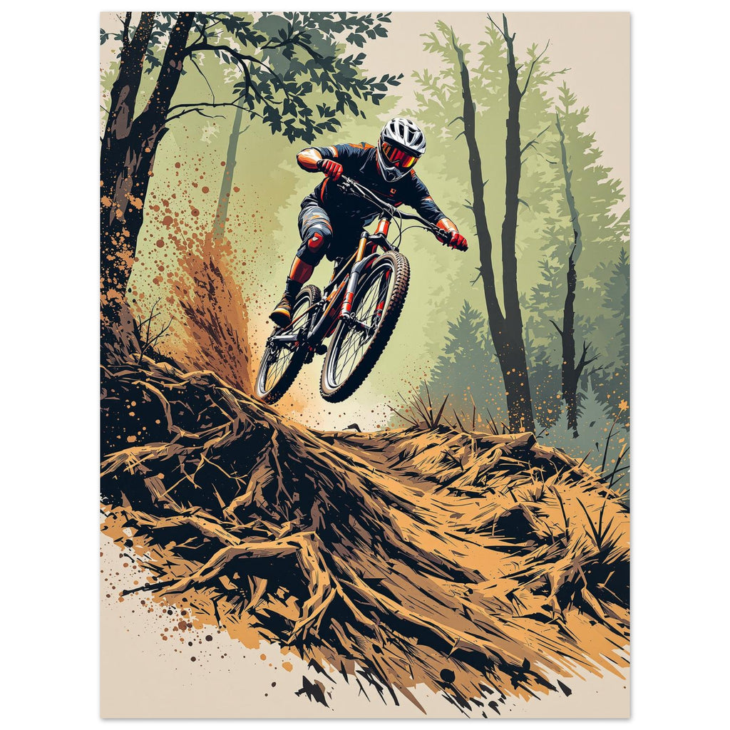 Mountain Bike Trail Descent MTB Gift Art Print Art Print — detail view | Wild Thread Co