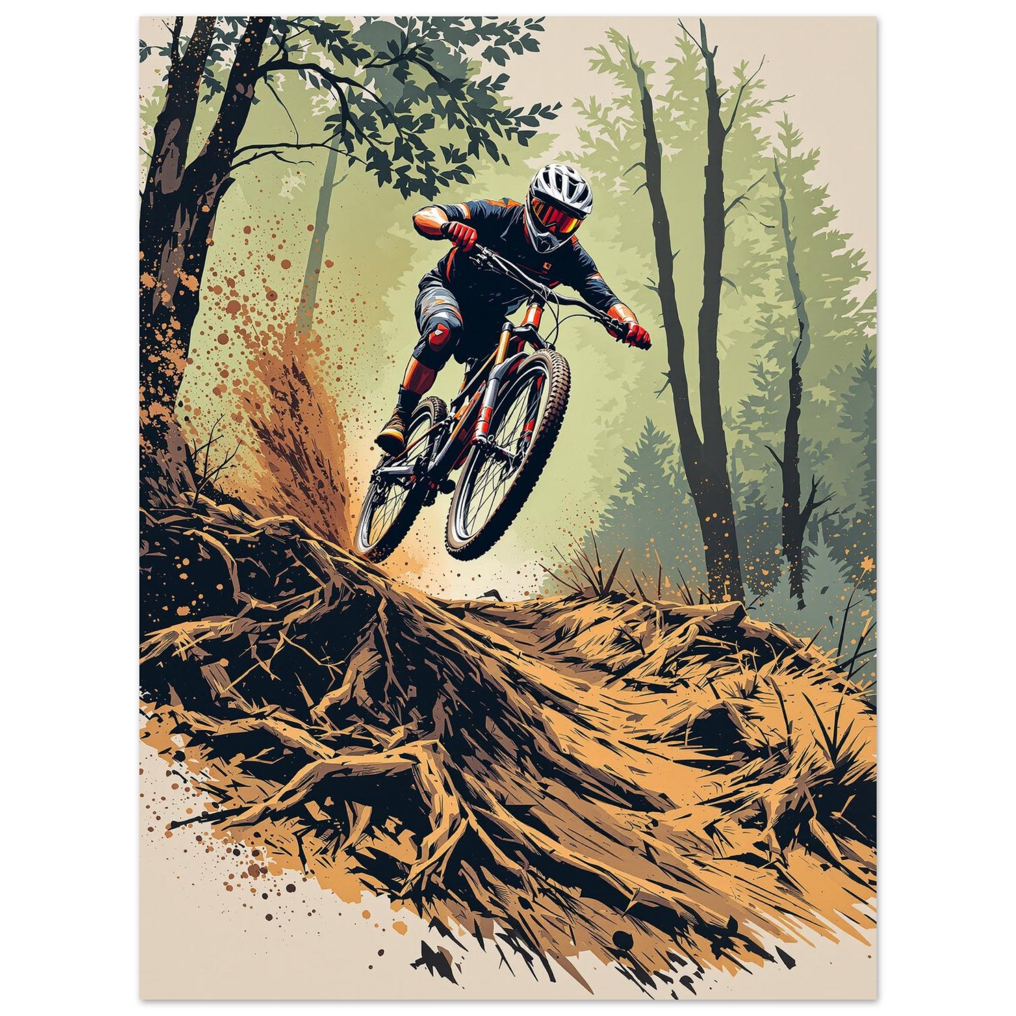 Mountain Bike Trail Descent MTB Gift Art Print Art Print — detail view | Wild Thread Co