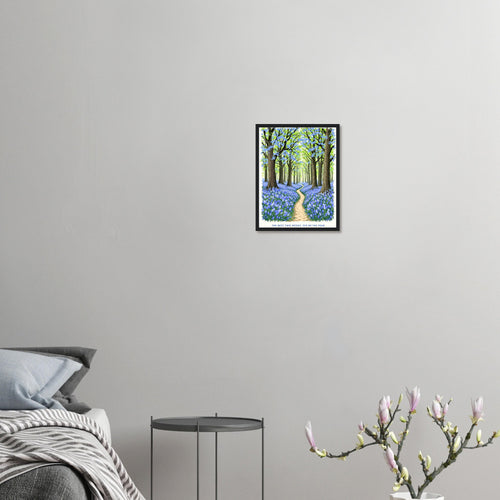 Bluebell Wood Ancient Oak Framed Print Wall Art Ready to Hang UK Framed Art Print — detail view | Wild Thread Co