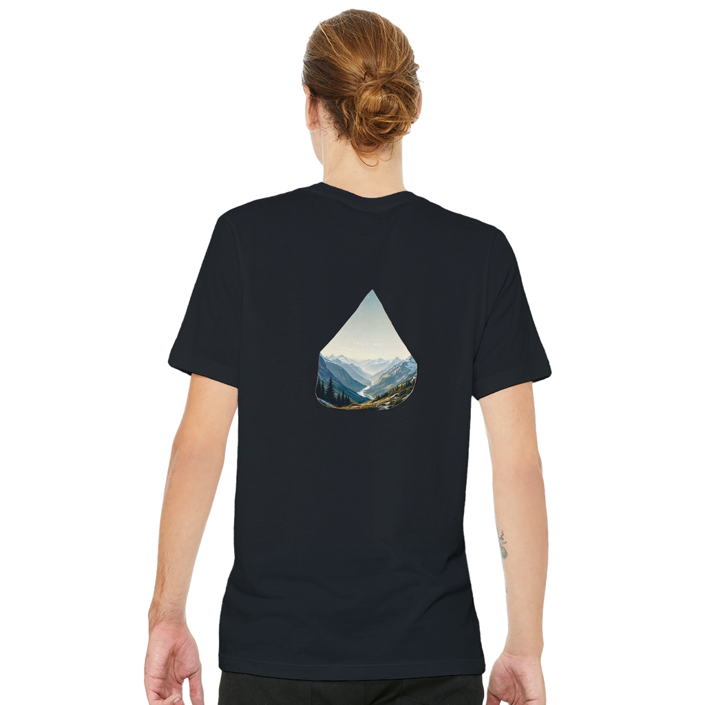 Tent Doorway Mountain Morning T-Shirt — detail view | Wild Thread Co