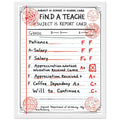 Teacher School Report Card Spoof Framed Art Print — detail view | Wild Thread Co