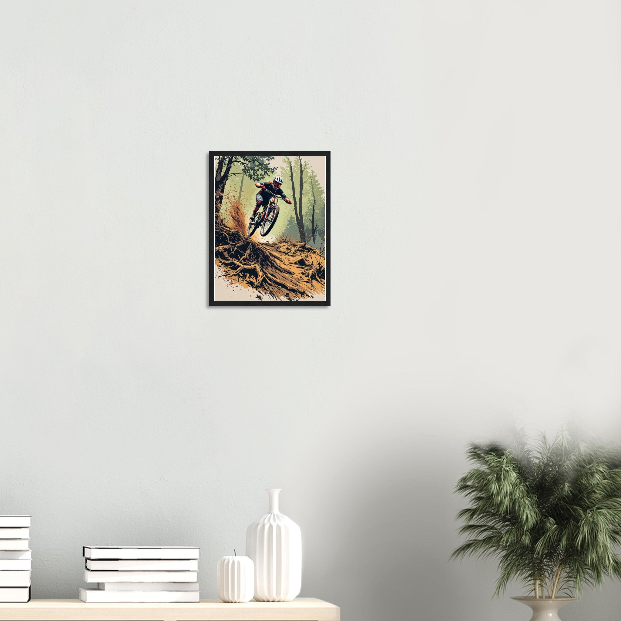 Mountain Biking Descent Framed Art Print — detail view | Wild Thread Co