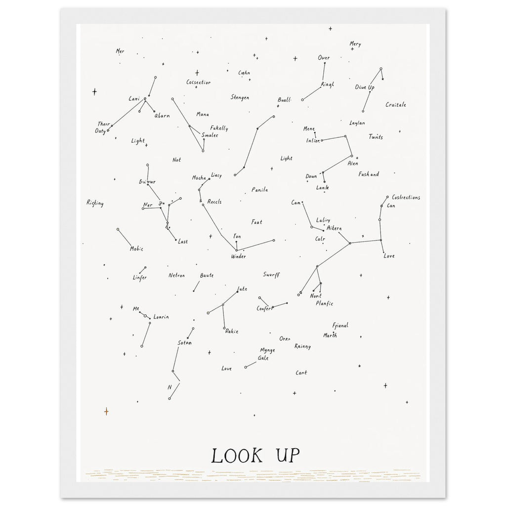 Antique Star Chart Hand Drawn Framed Print Wall Art Ready to Hang UK Framed Art Print — detail view | Wild Thread Co