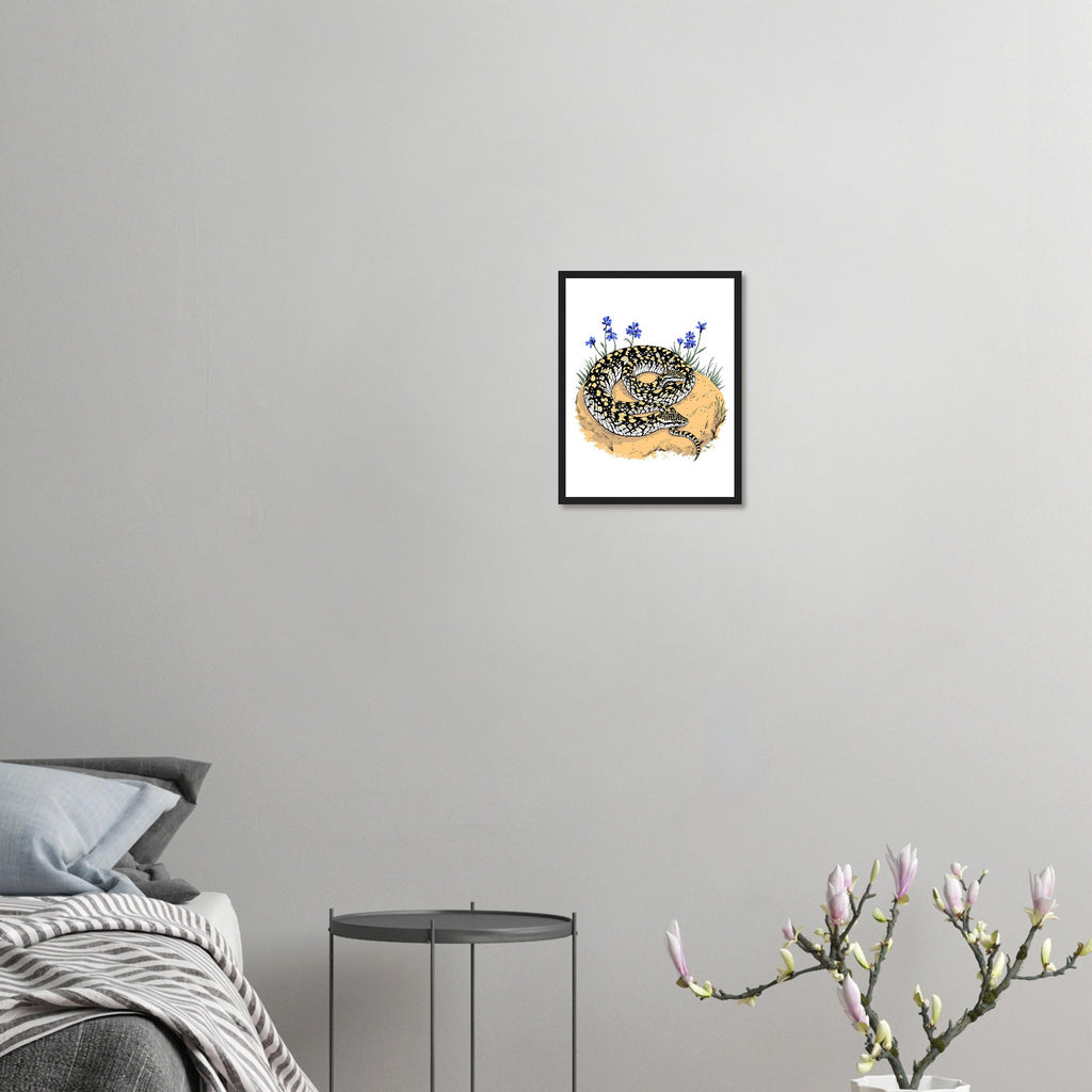 Adder Basking Rock Framed Art Print — detail view | Wild Thread Co