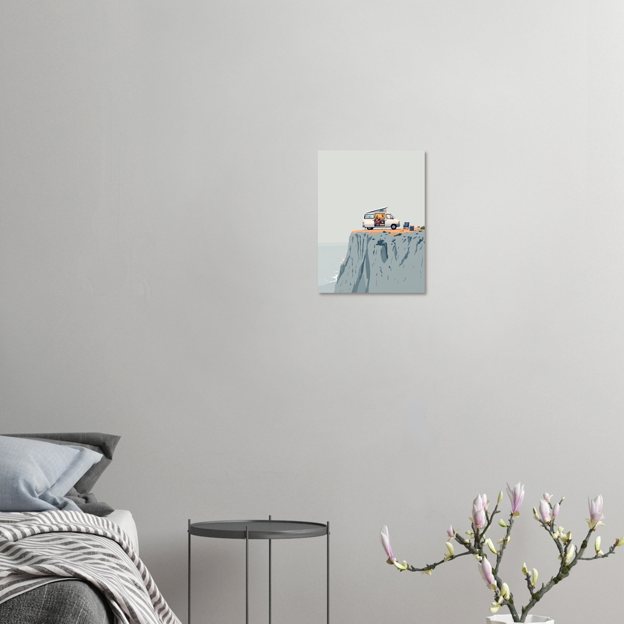 Van Life Clifftop Sea Art Print Print Material — detail view | Wild Thread Co