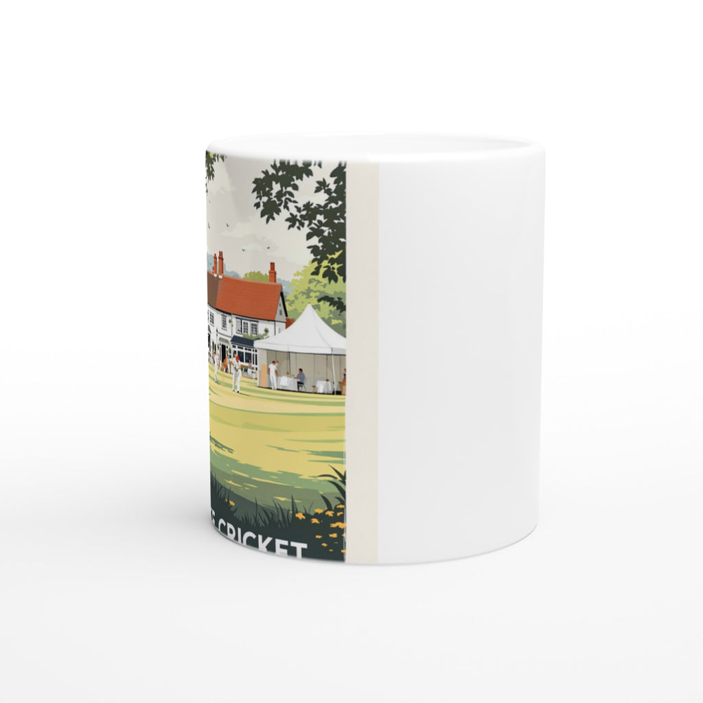 Village Cricket Sunday Green Mug — detail view | Wild Thread Co