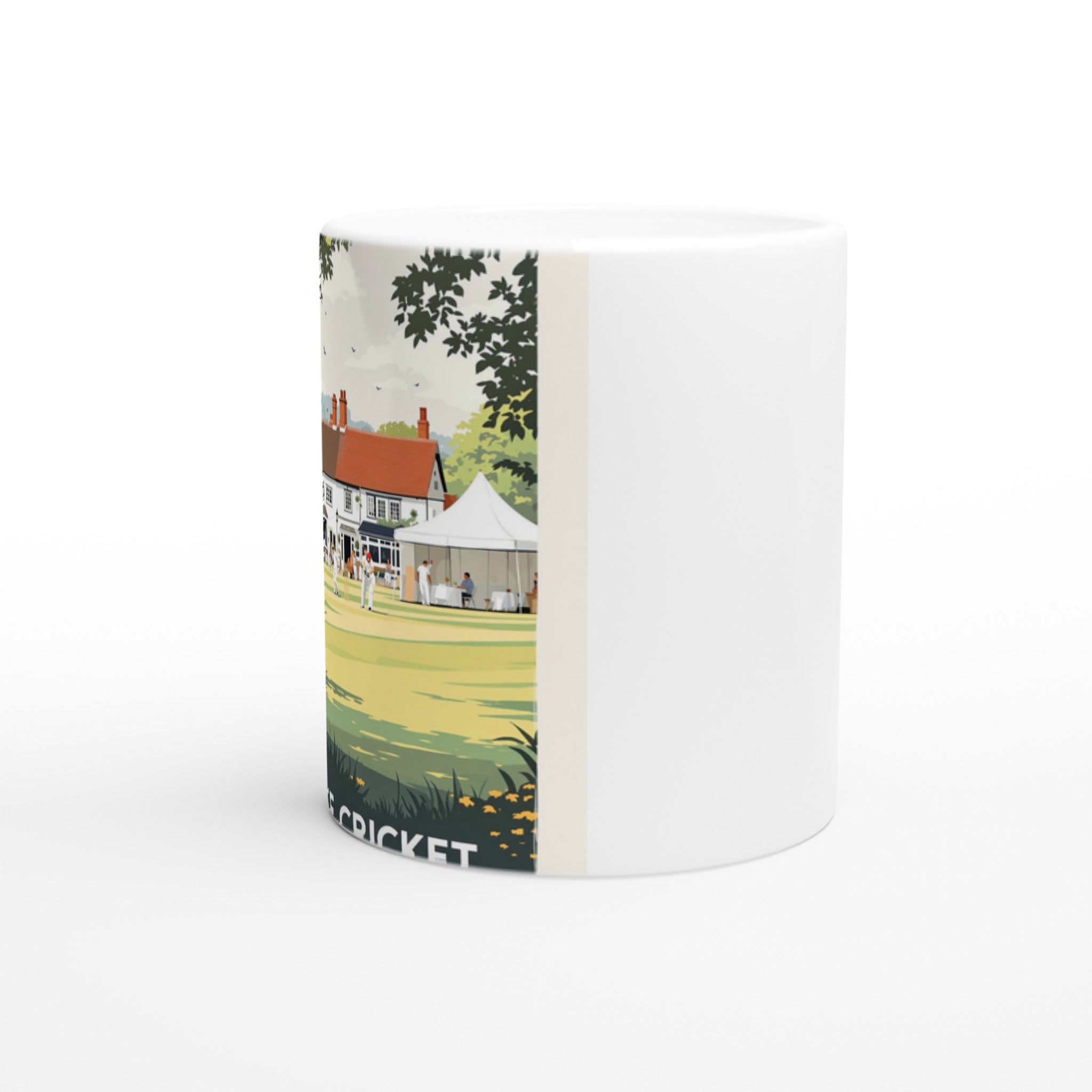 Village Cricket Sunday Green Mug — detail view | Wild Thread Co