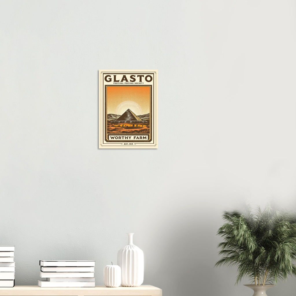 Glasto Vintage Travel Poster Art Print — detail view | Wild Thread Co