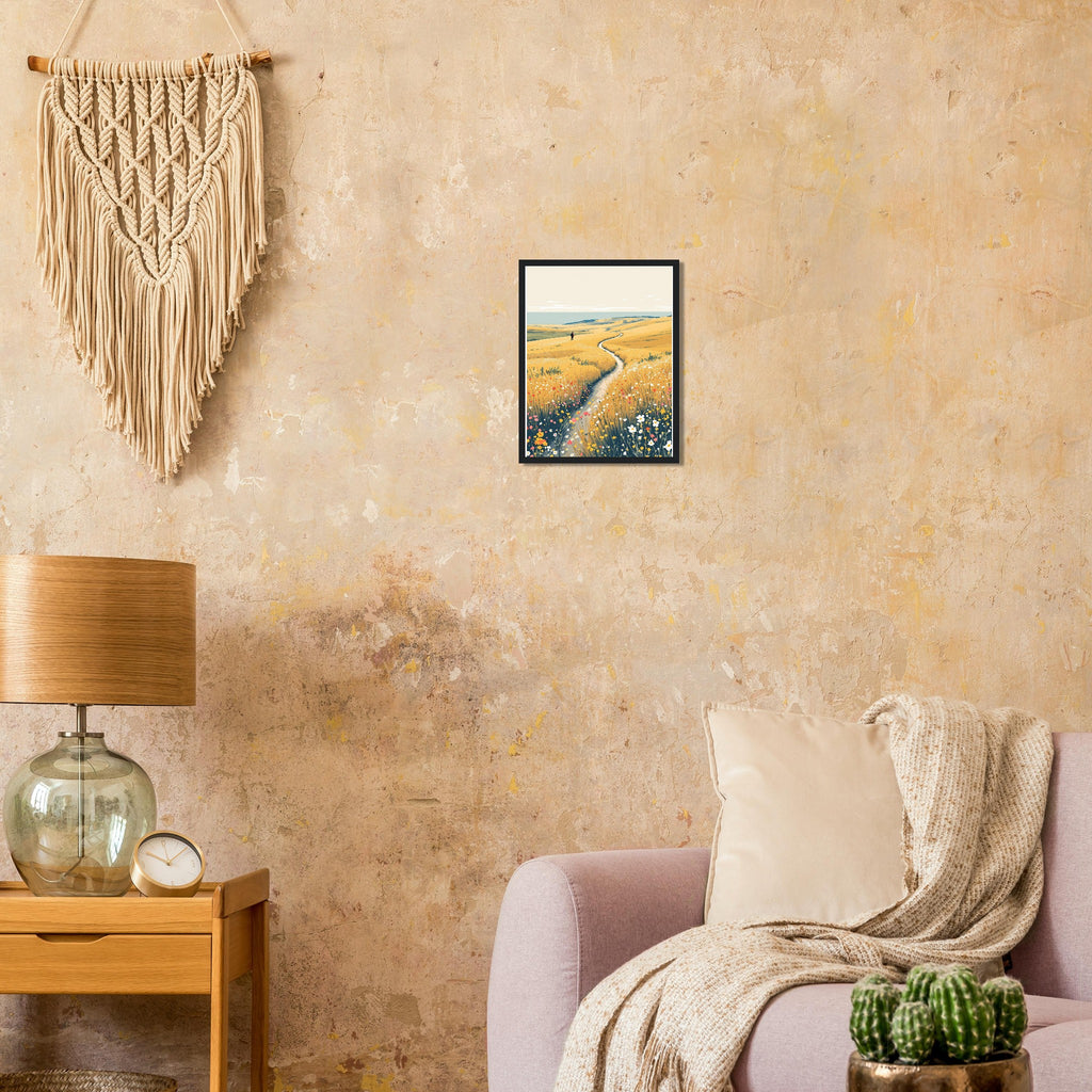 Chalk Downland South Downs Walker Framed Art Print — detail view | Wild Thread Co
