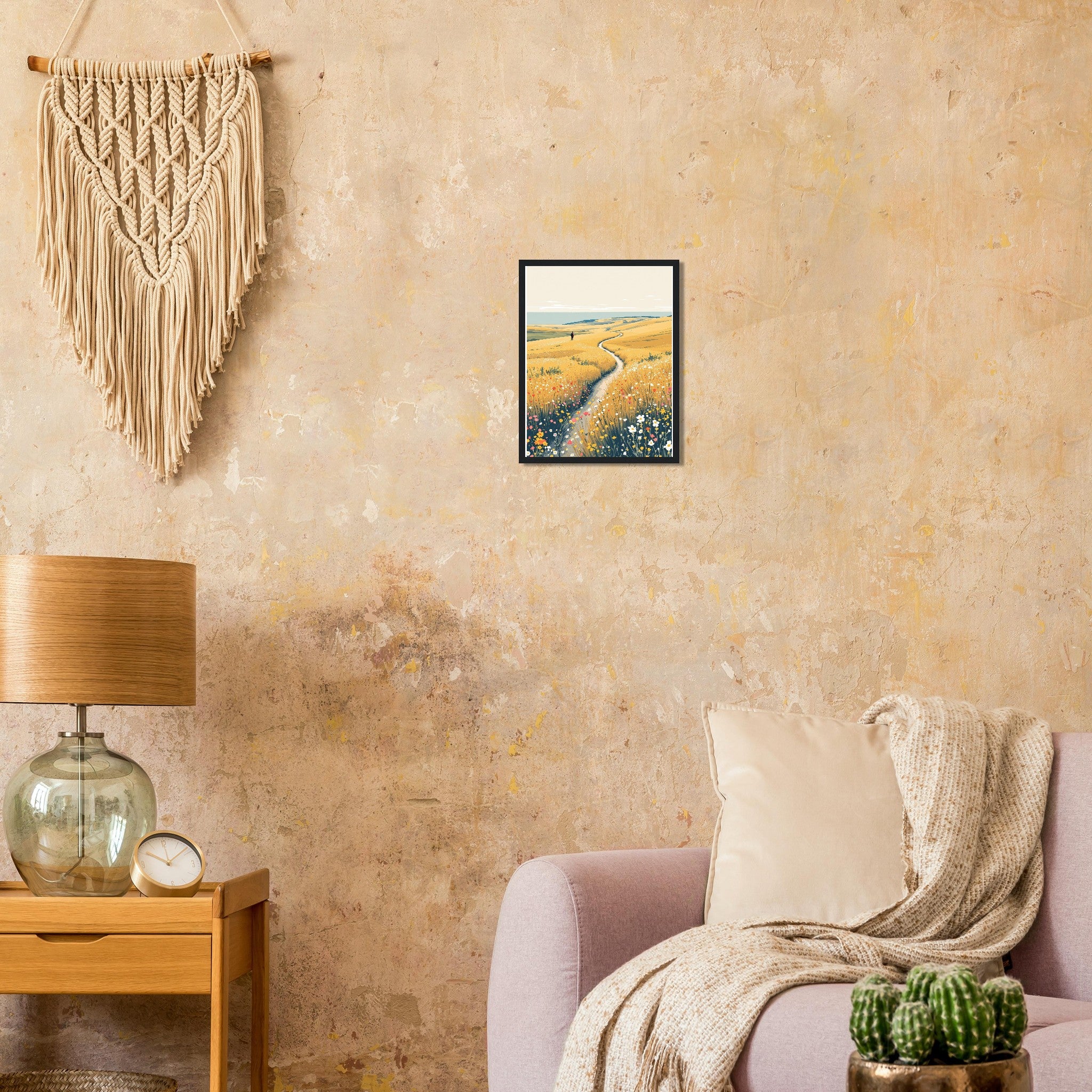 Chalk Downland South Downs Walker Framed Art Print — detail view | Wild Thread Co