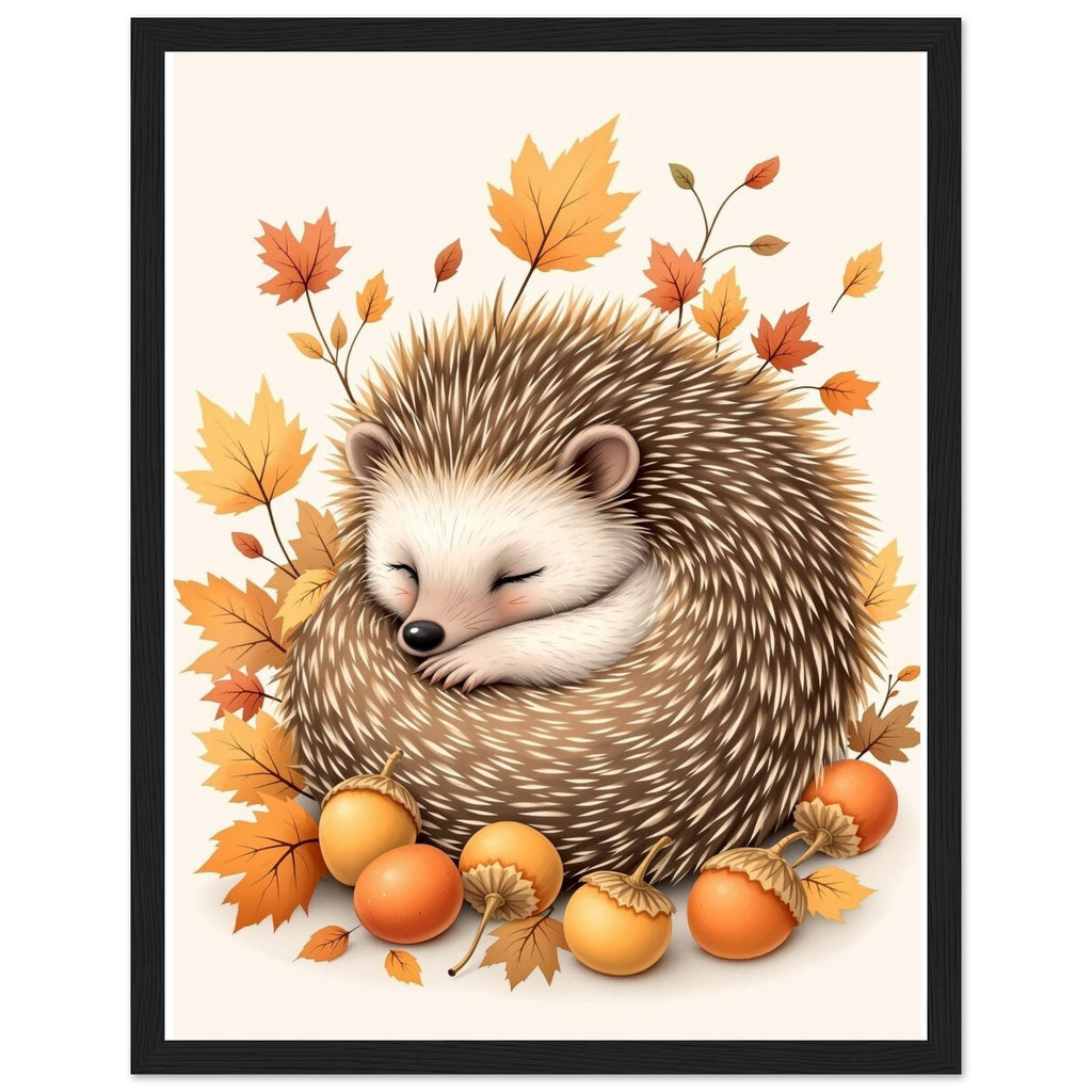 Hedgehog Autumn Framed Print Wall Art Ready to Hang UK — Framed Art Print | Wild Thread Co UK