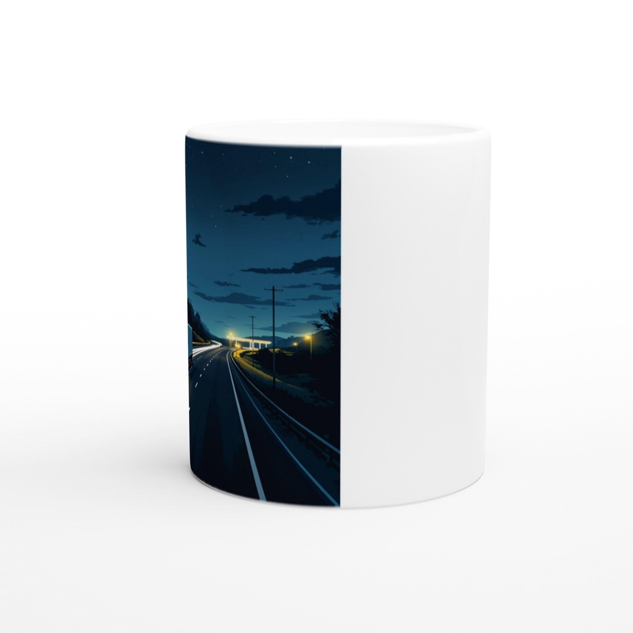Lorry Driver Night Motorway Mug — detail view | Wild Thread Co