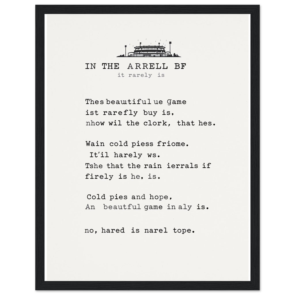 Football Terrace Poem Framed Print — Framed Art Print | Wild Thread Co