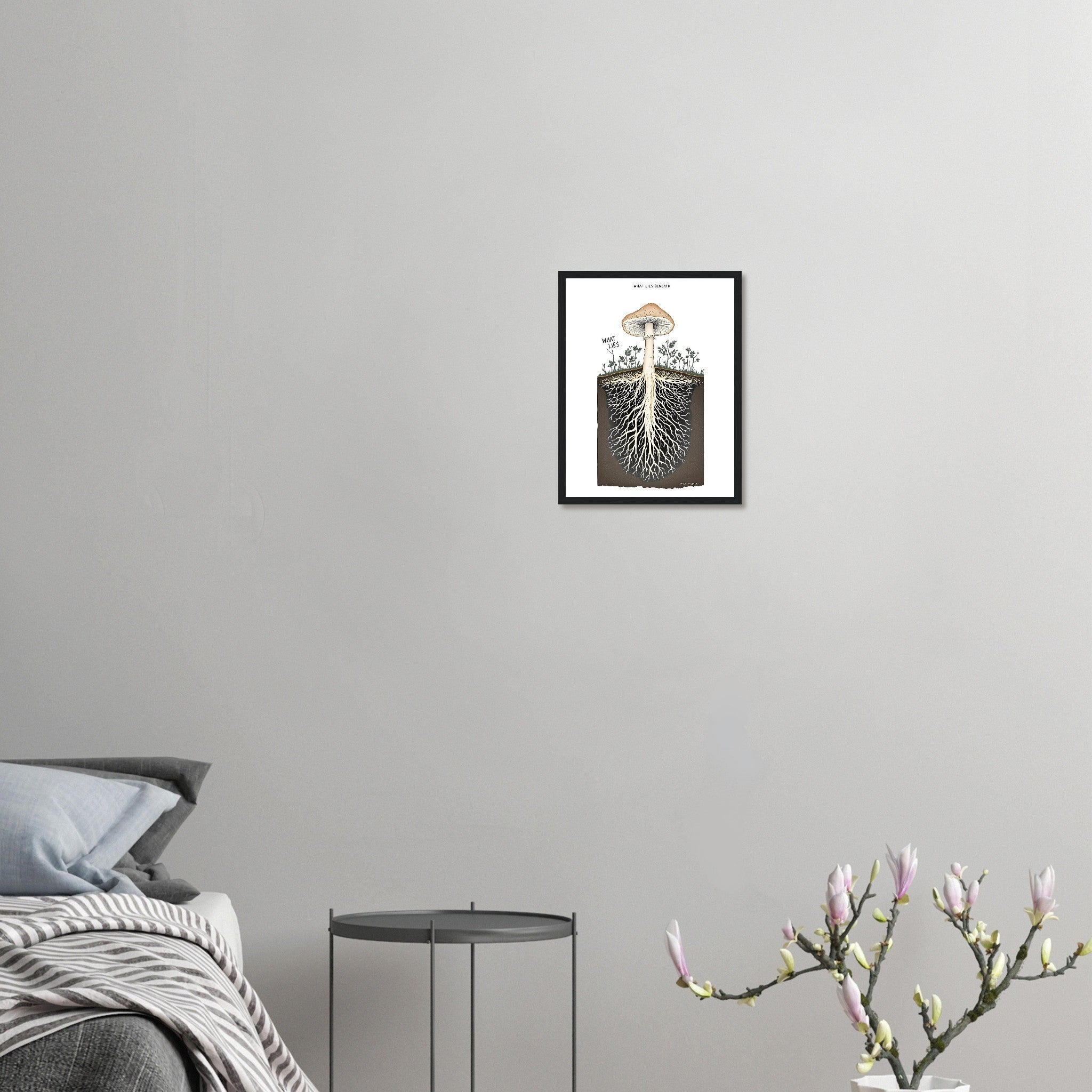Mycelium Network Cross-section Framed Print Wall Art Ready to Hang UK UK Gift Framed Art Print — detail view | Wild Thread Co