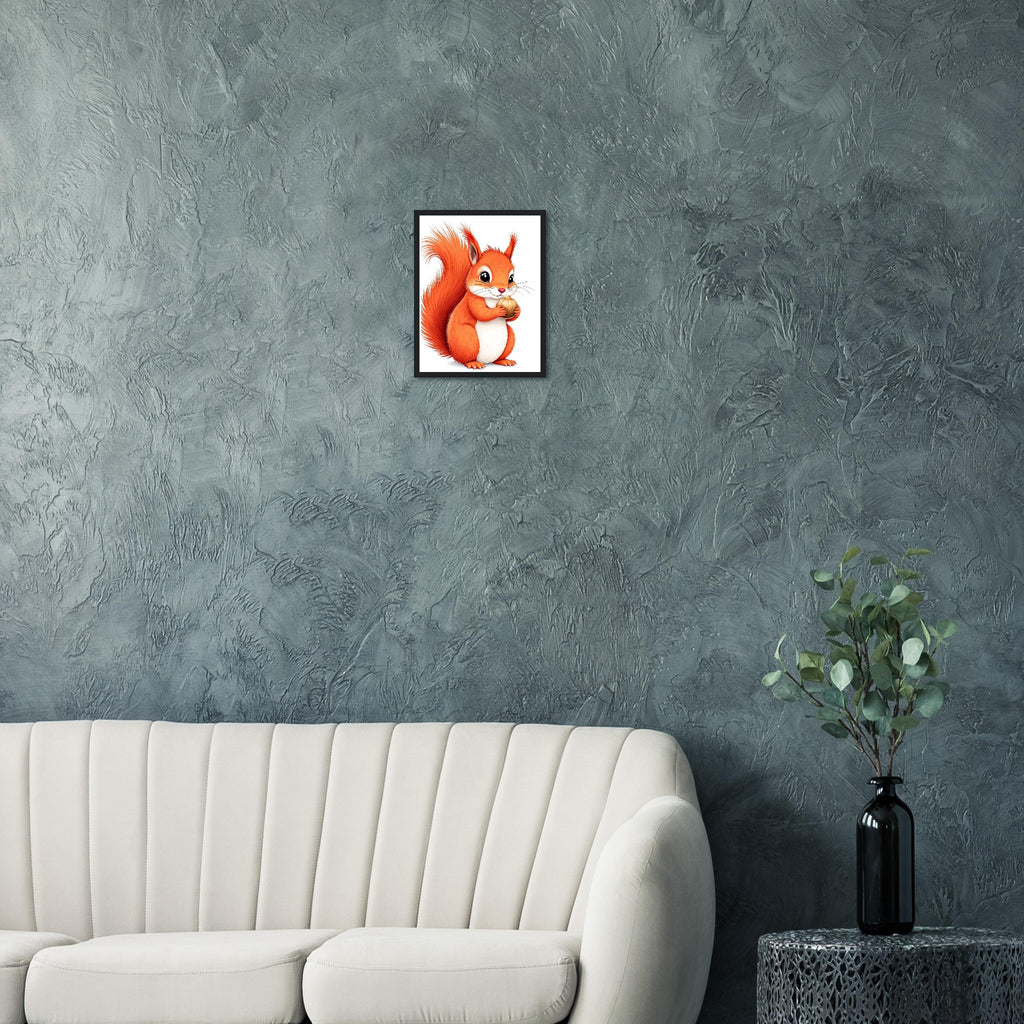 Red Squirrel Art Framed Print Wall Art Ready to Hang UK Framed Art Print — detail view | Wild Thread Co